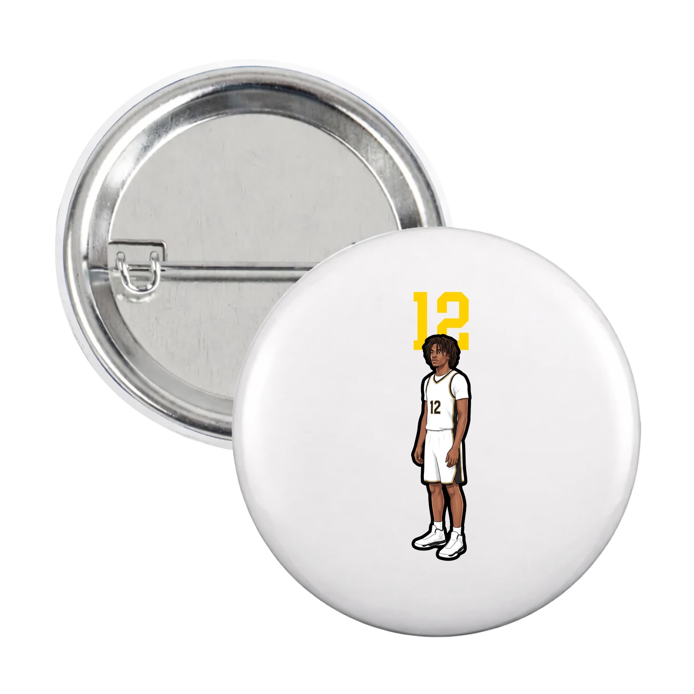 Game Day Button — Number Top in White