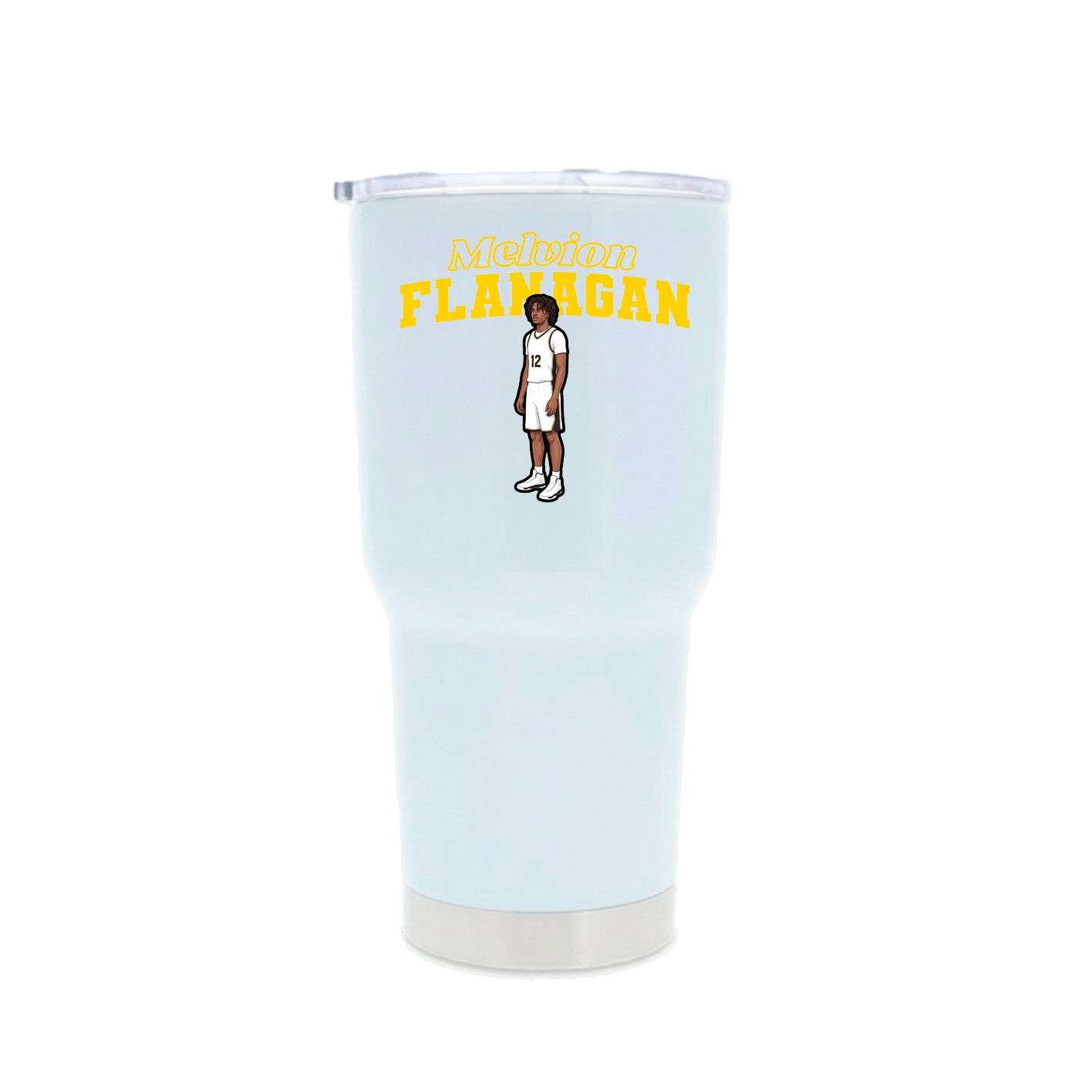 30oz Stainless Steel Tumbler — Name Arch in White