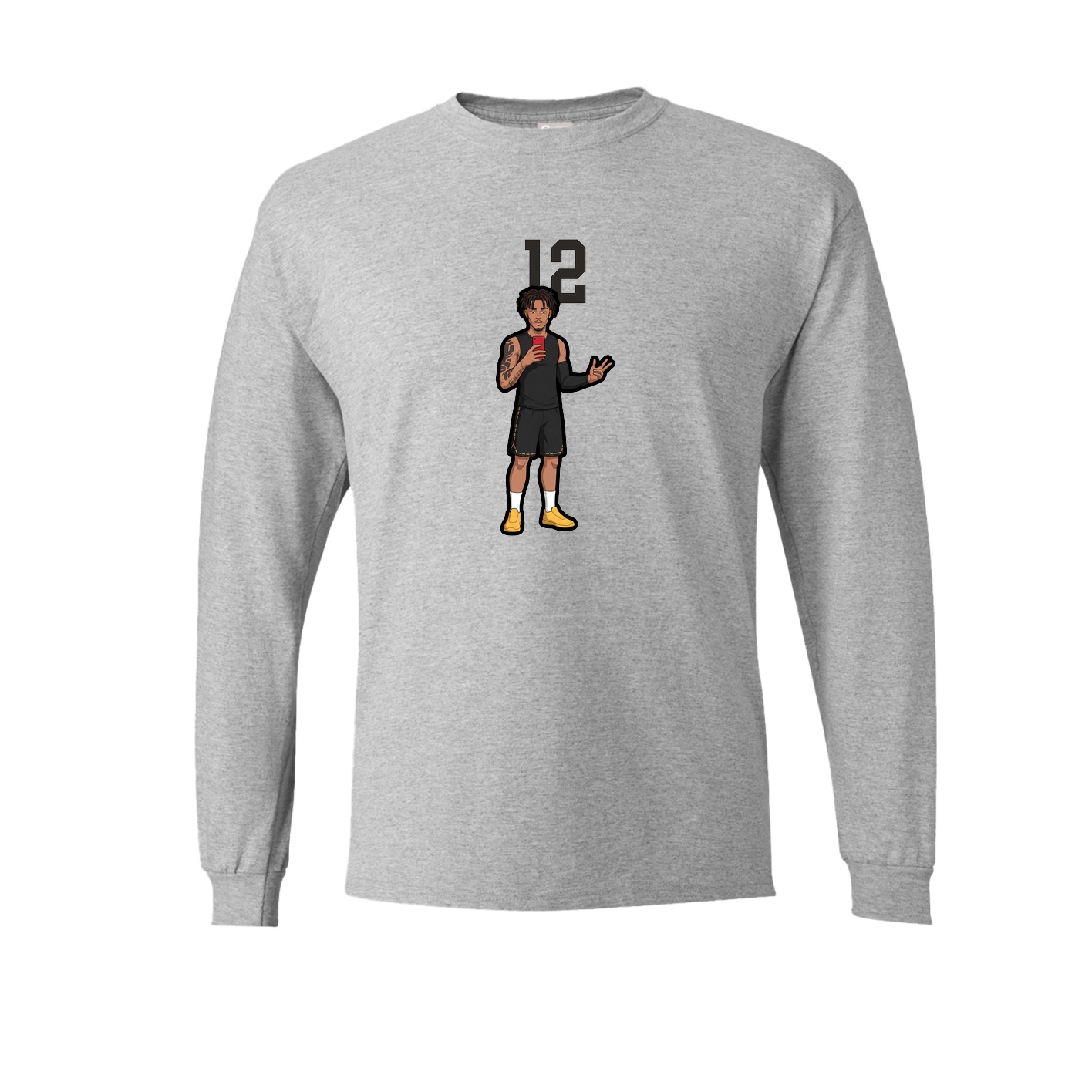 Long Sleeve Tee — Number Top in Grey