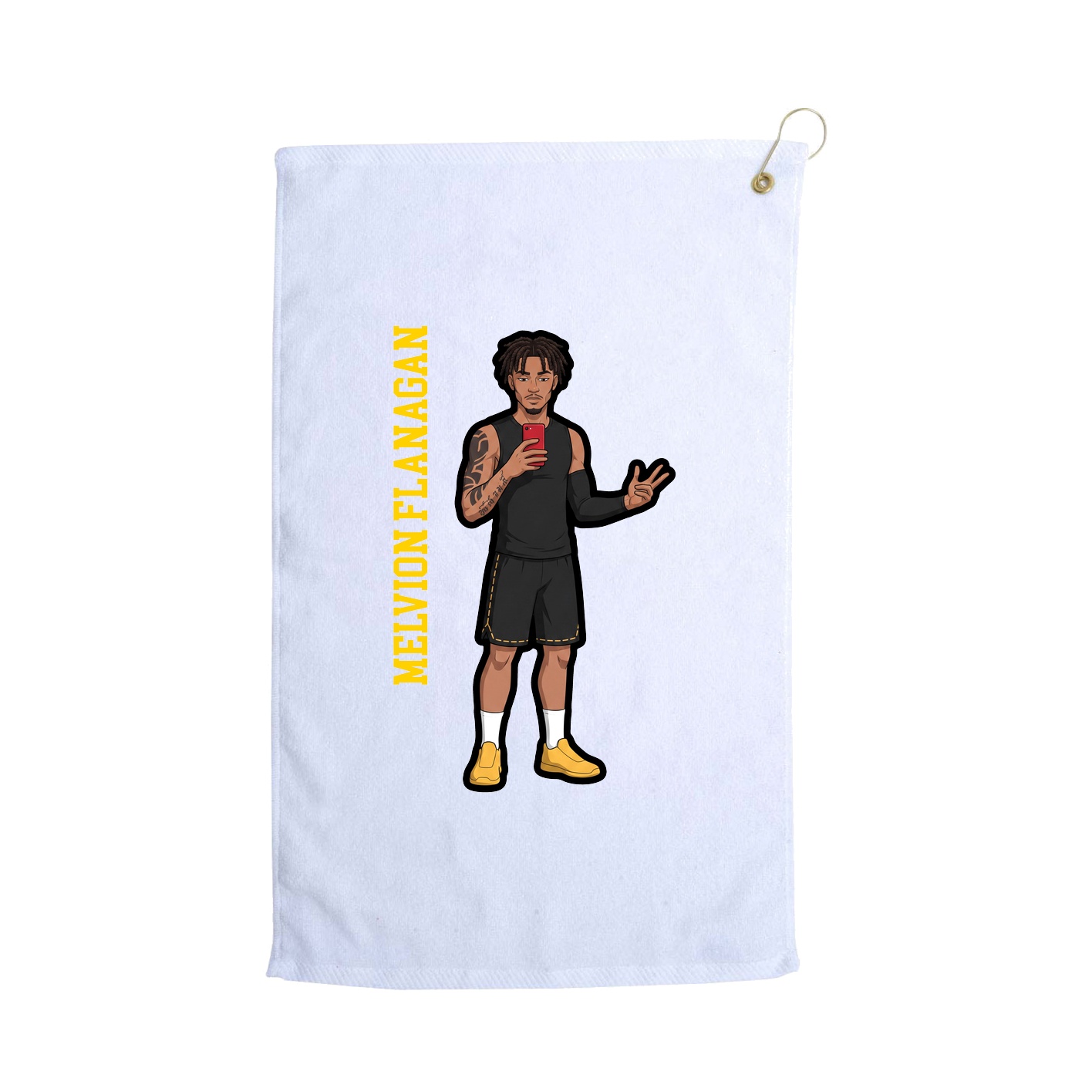 Golf Towel — Name Vertical in White