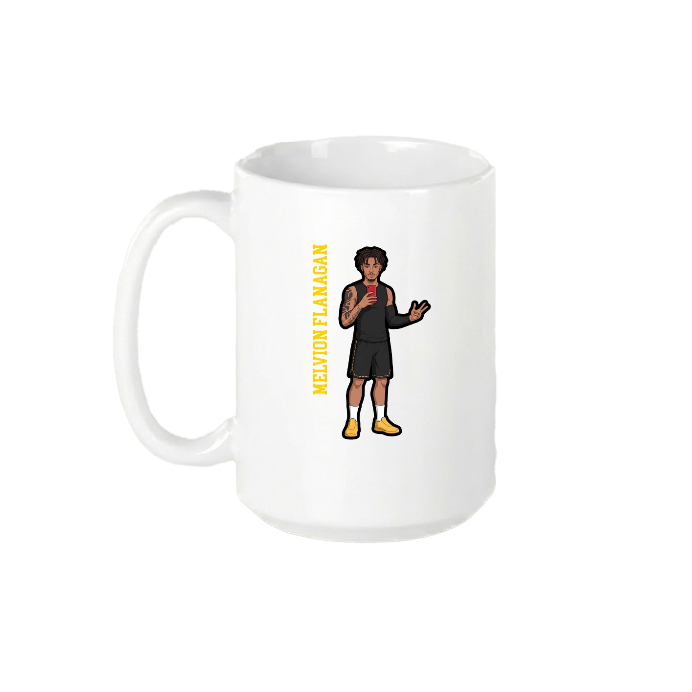 15oz Coffee Mug — Name Vertical in White