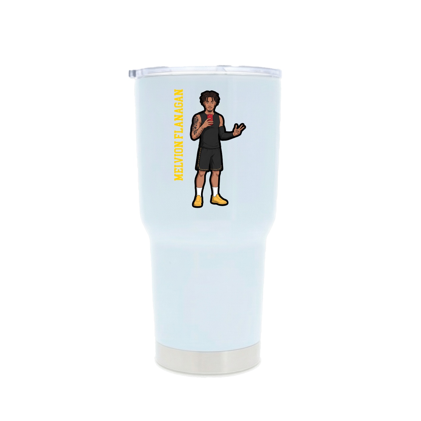 30oz Stainless Steel Tumbler — Name Vertical in White