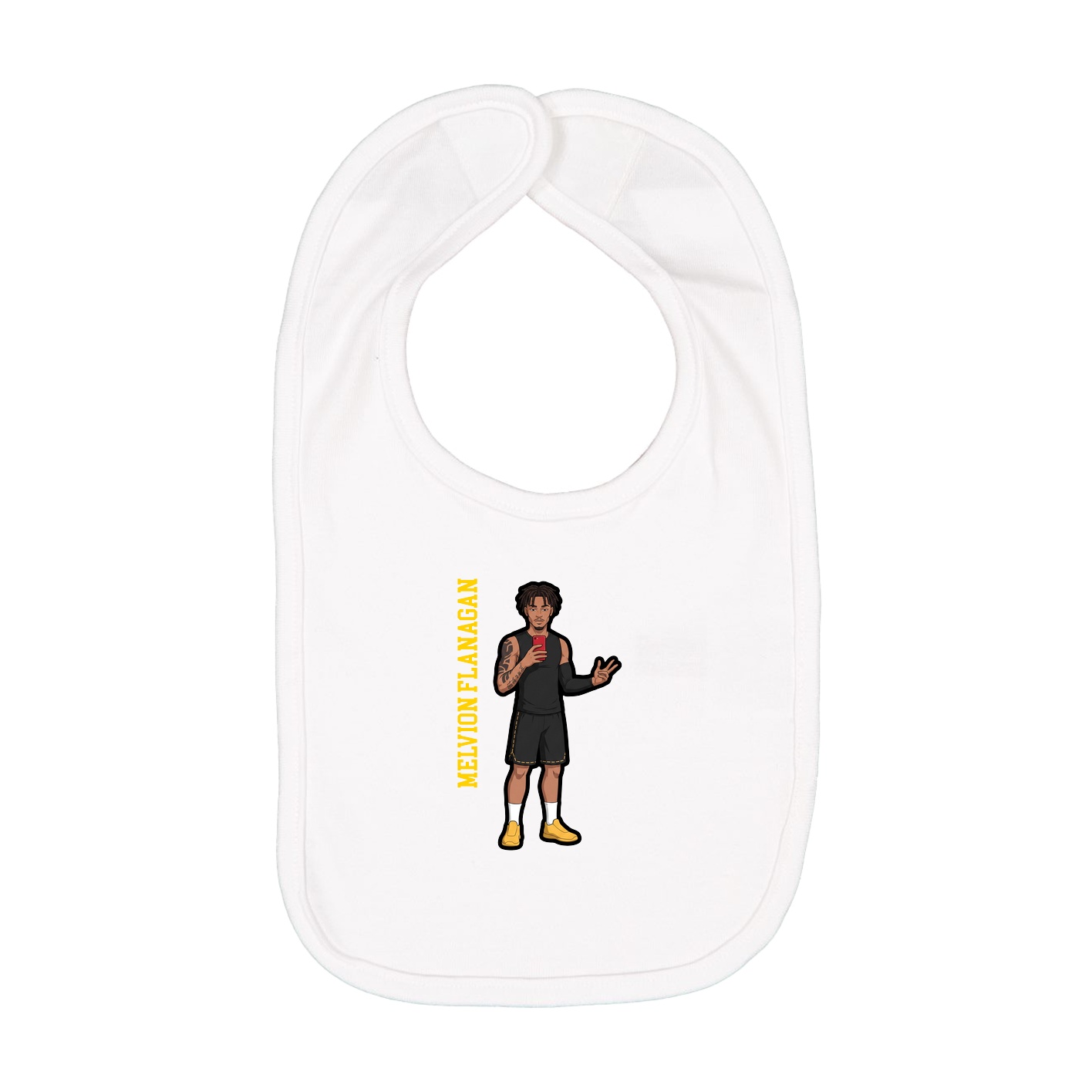 Infant Bib — Name Vertical in White