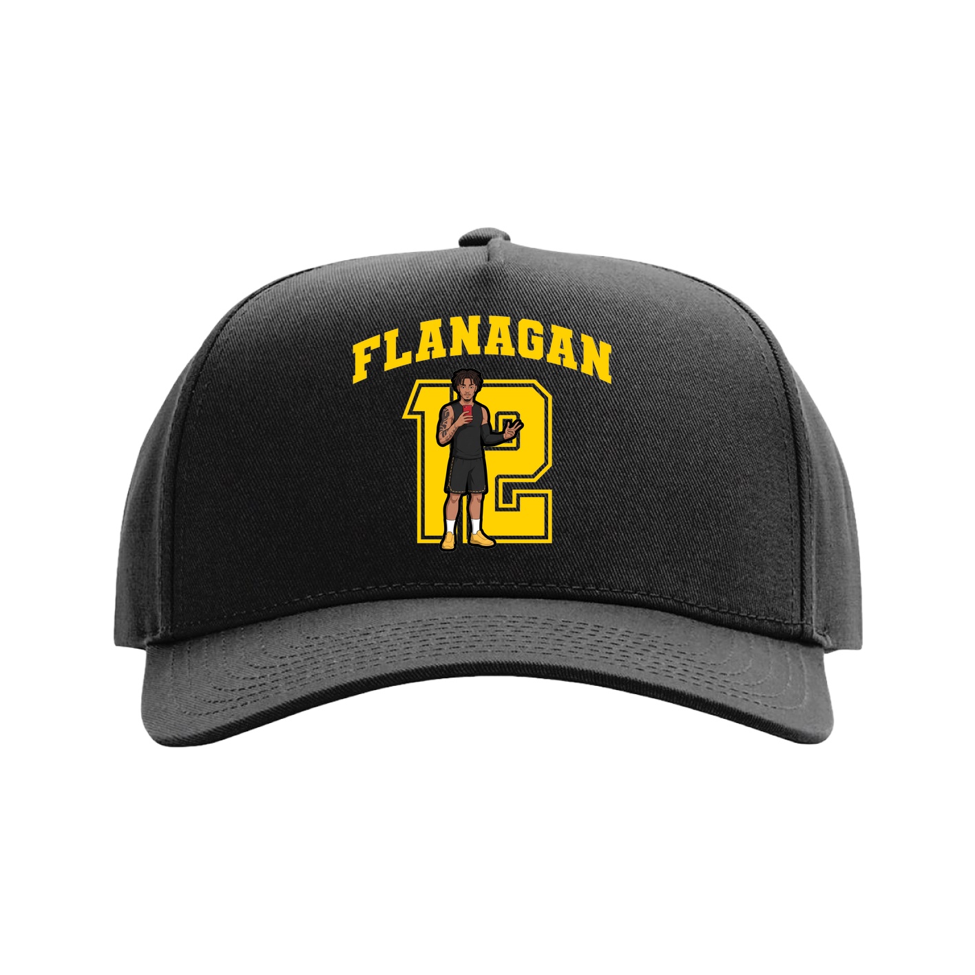 Full Fabric Five-Panel Champ Cap — Number in Black