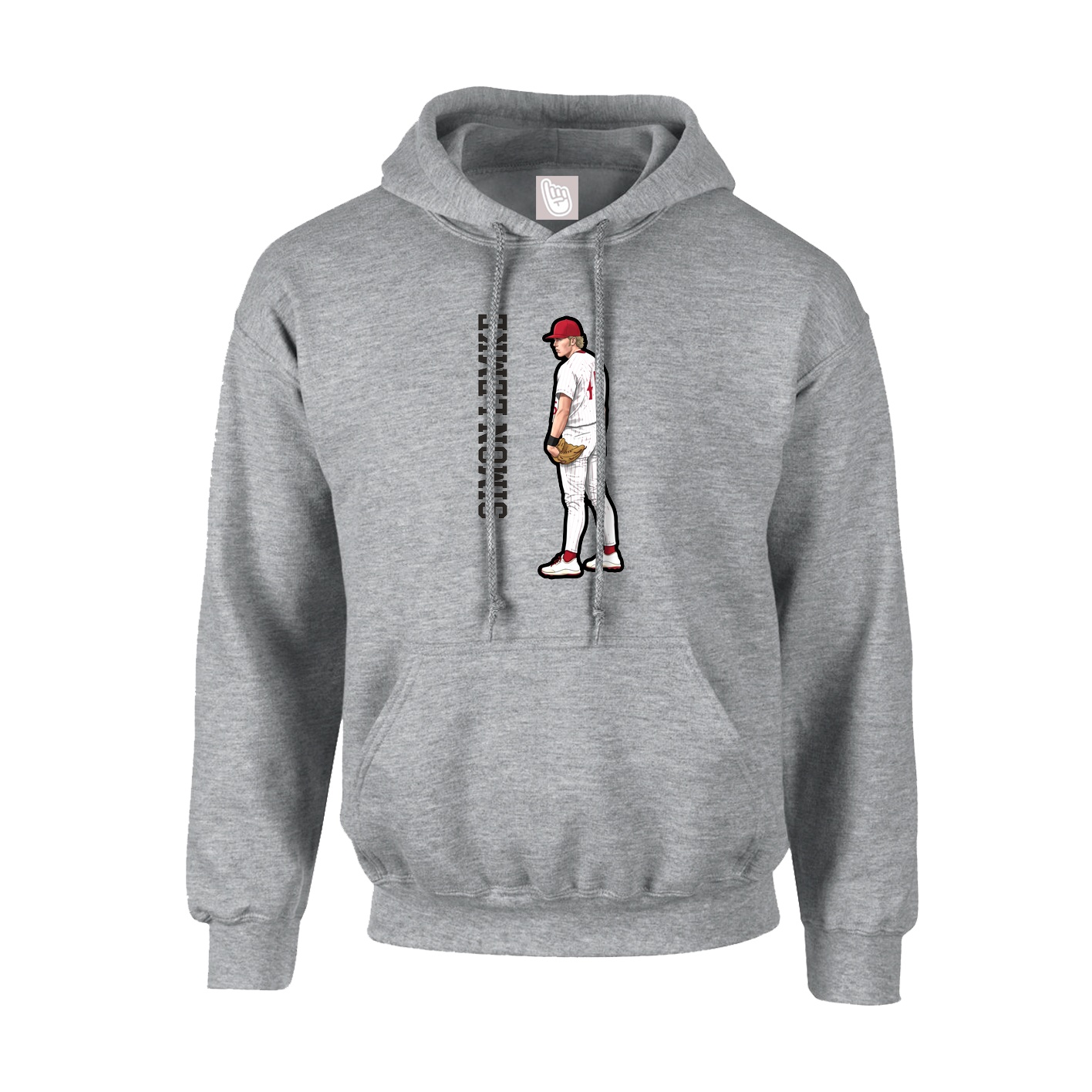 Hoodie — Name Vertical in Grey