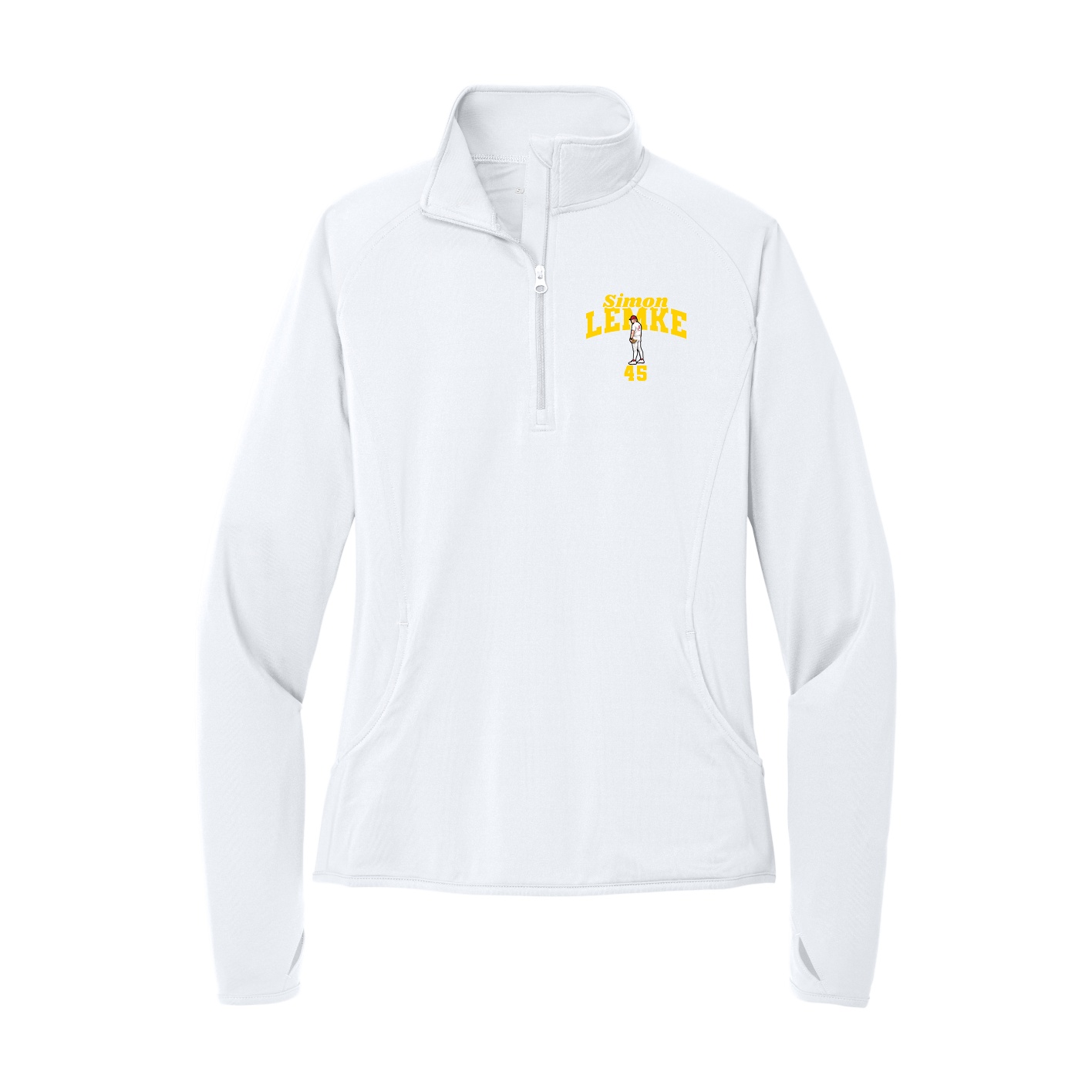 Women's Q-Zip Pullover — Signature Arch in White