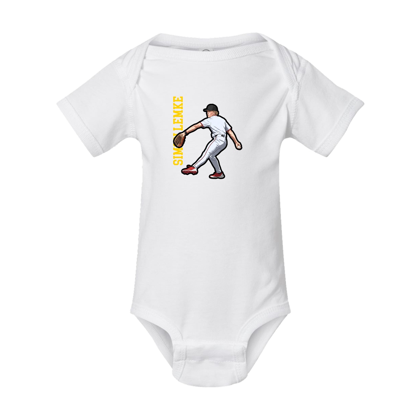 Baby Onesie — Name Vertical in White