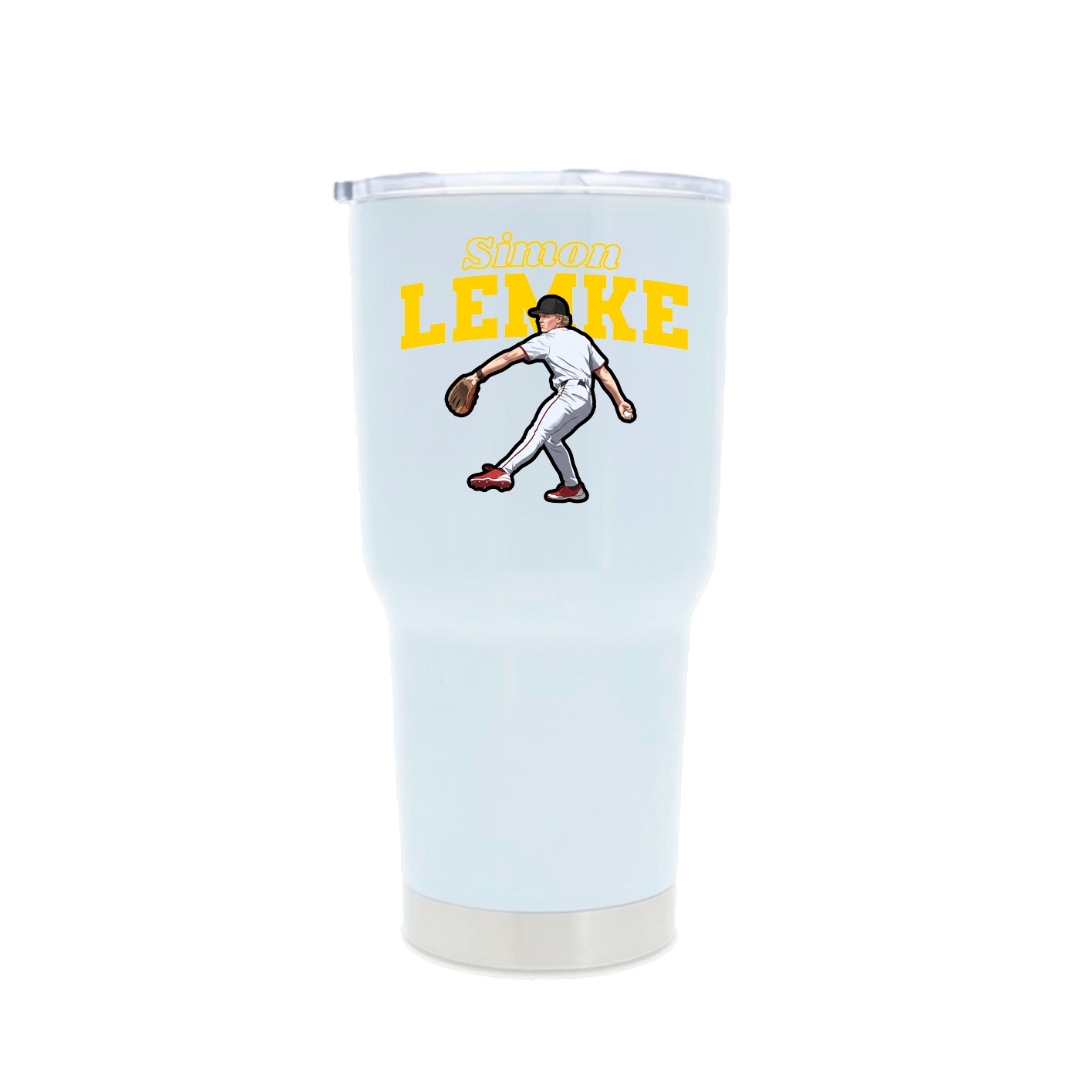 30oz Stainless Steel Tumbler — Name Arch in White