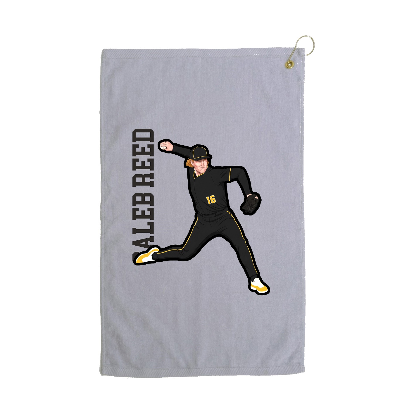 Golf Towel — Name Vertical in Grey