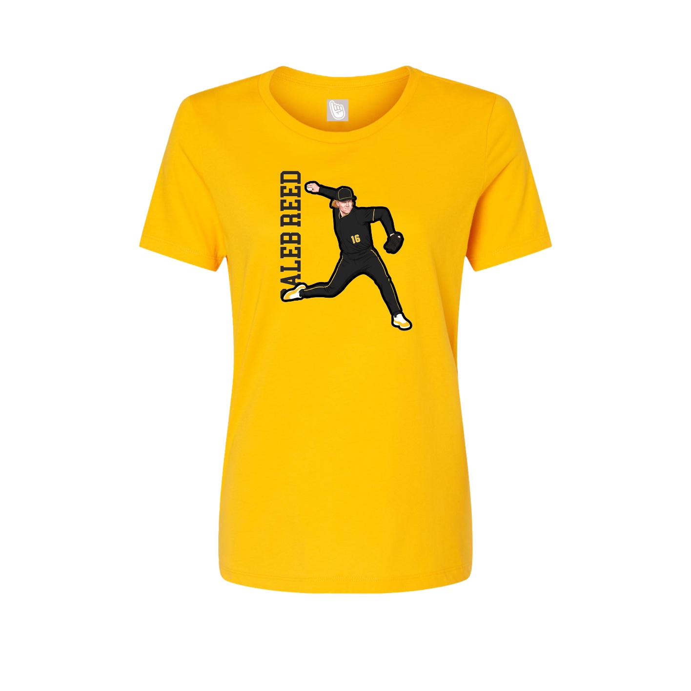 Fitted Women's Tee — Name Vertical in Gold