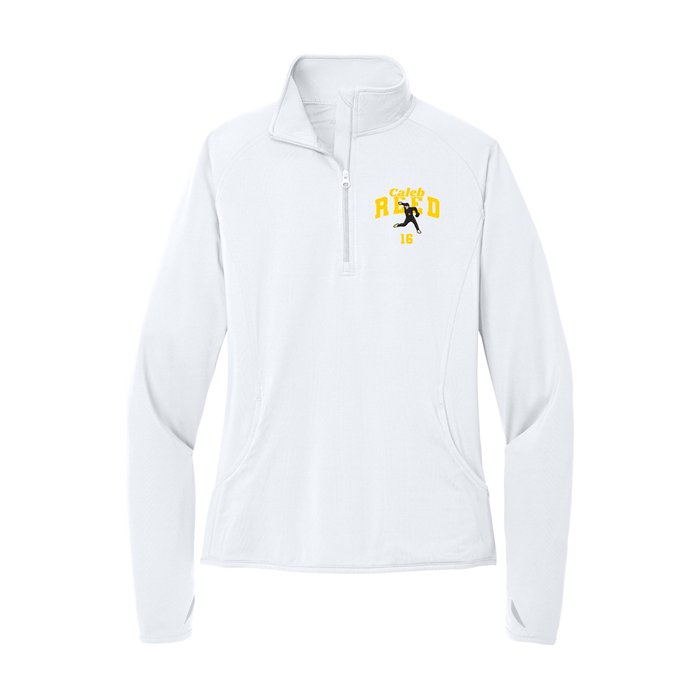 Women's Q-Zip Pullover — Signature Arch in White