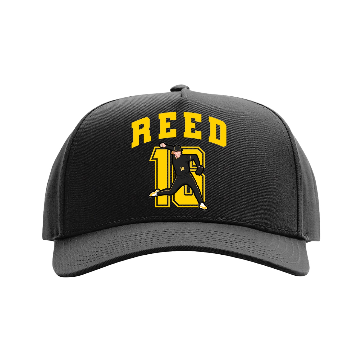 Full Fabric Five-Panel Champ Cap — Number in Black