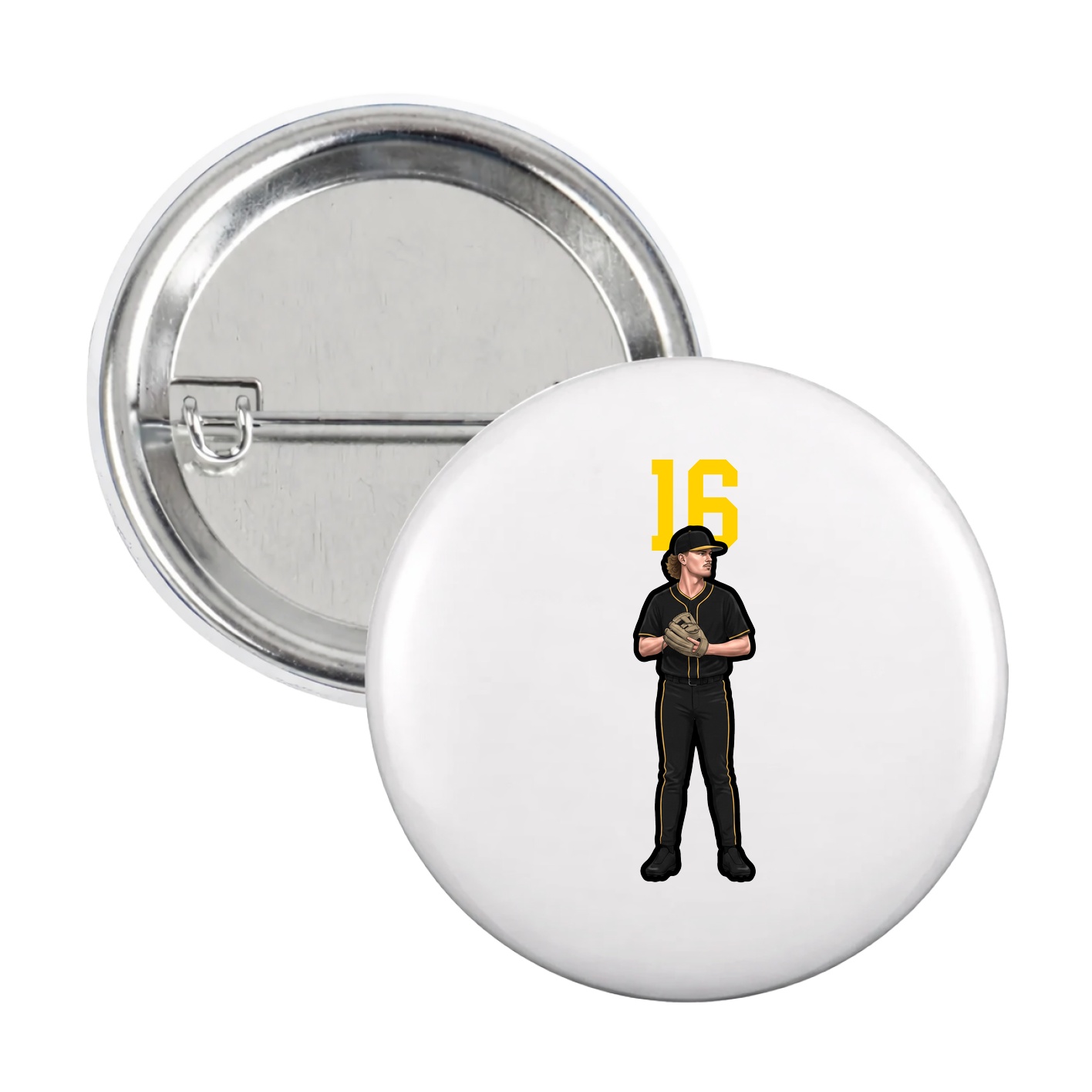 Game Day Button — Number Top in White