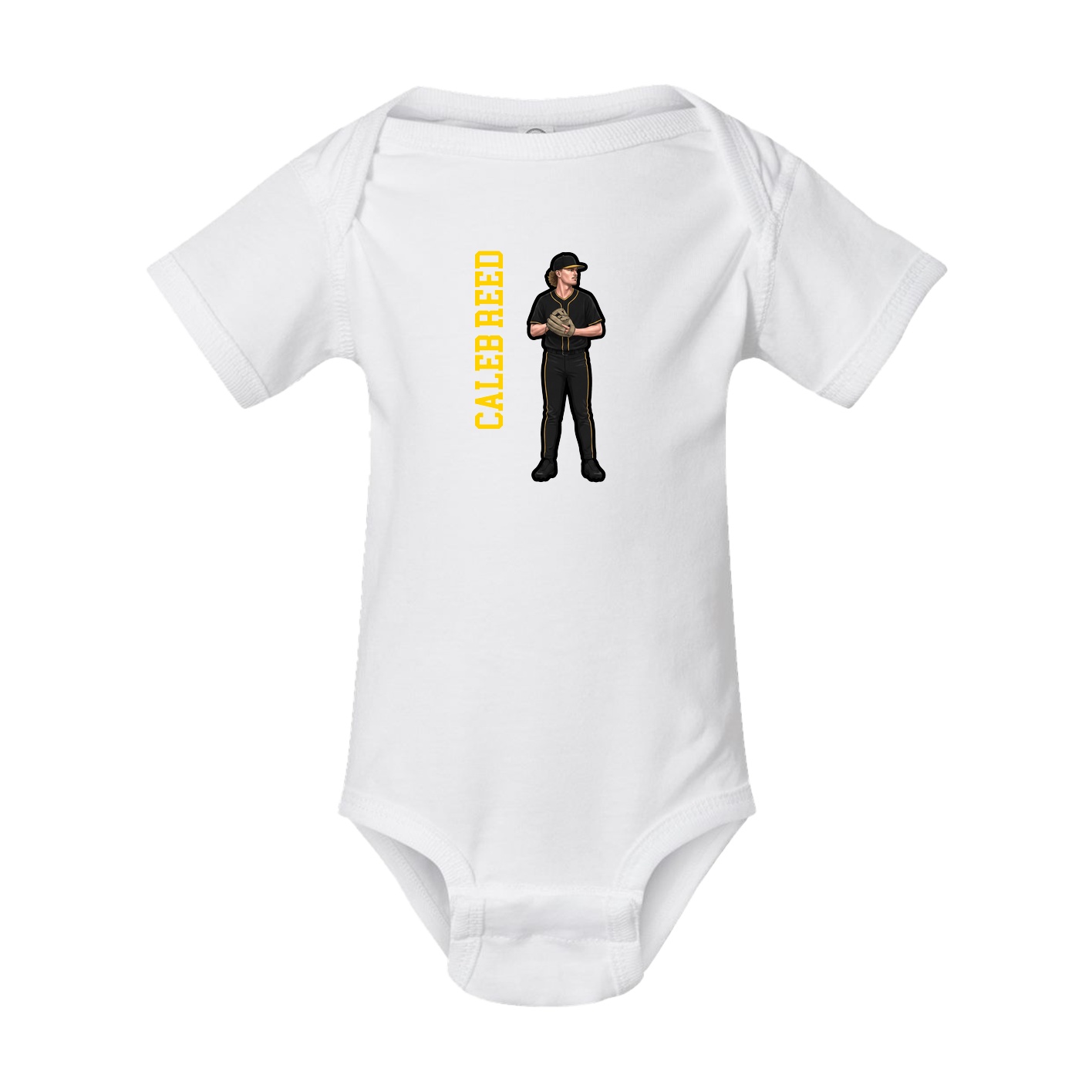Baby Onesie — Name Vertical in White