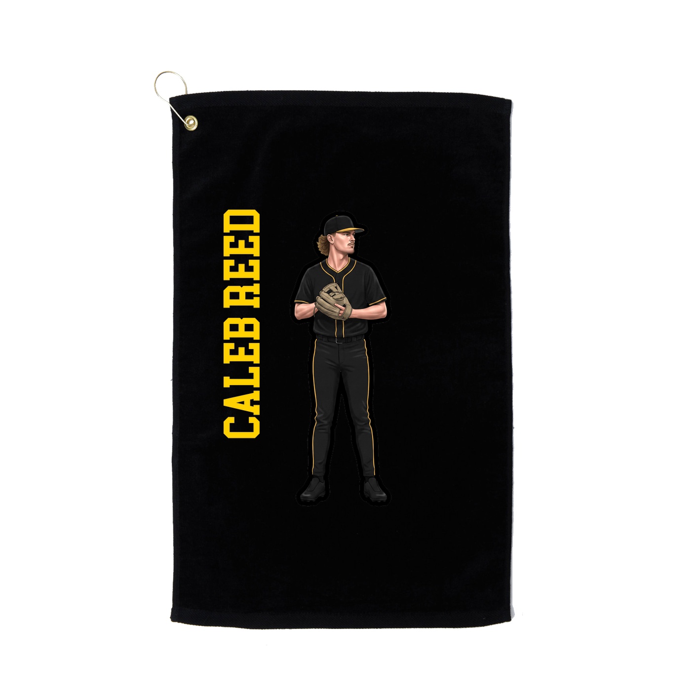 Golf Towel — Name Vertical in Black