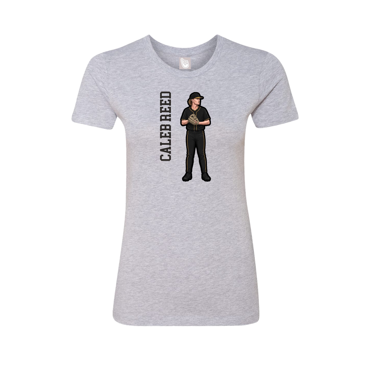 Fitted Women's Tee — Name Vertical in Grey