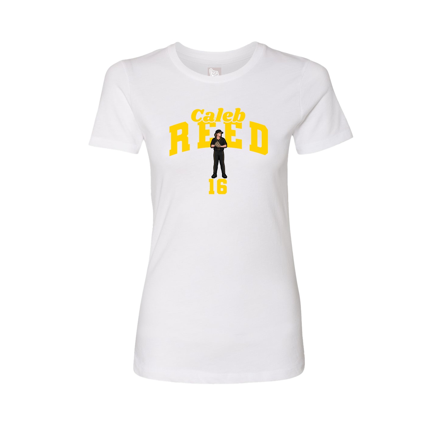 Fitted Women's Tee — Signature Arch in White