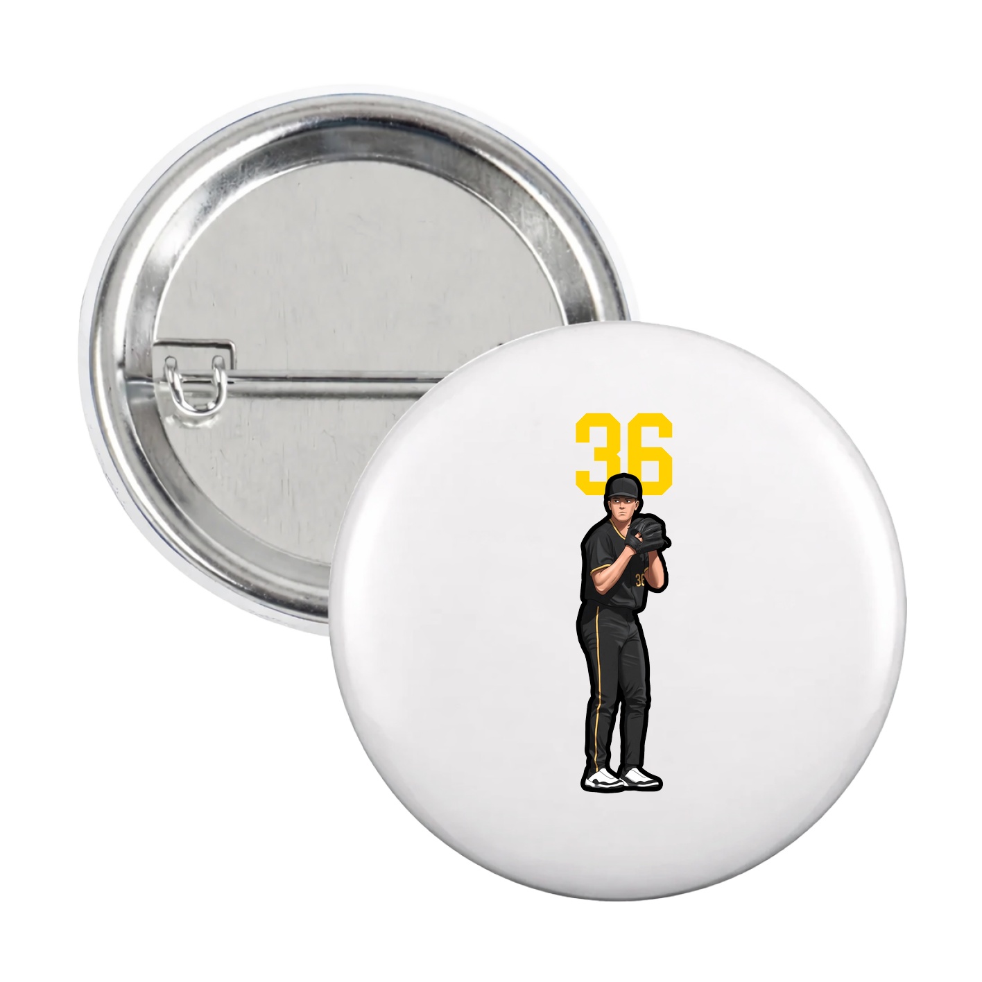 Game Day Button — Number Top in White