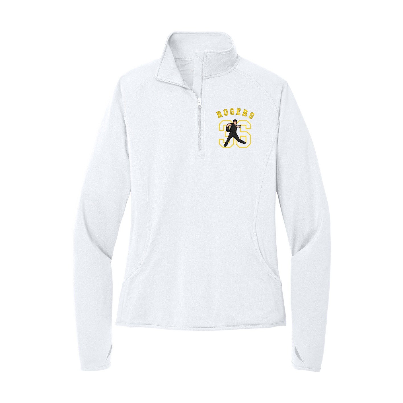 Women's Q-Zip Pullover — Shirsey Arch in White