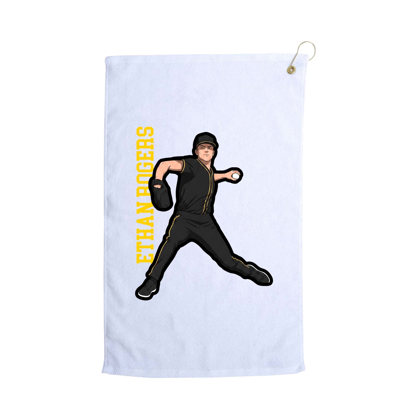 Golf Towel — Name Vertical in White