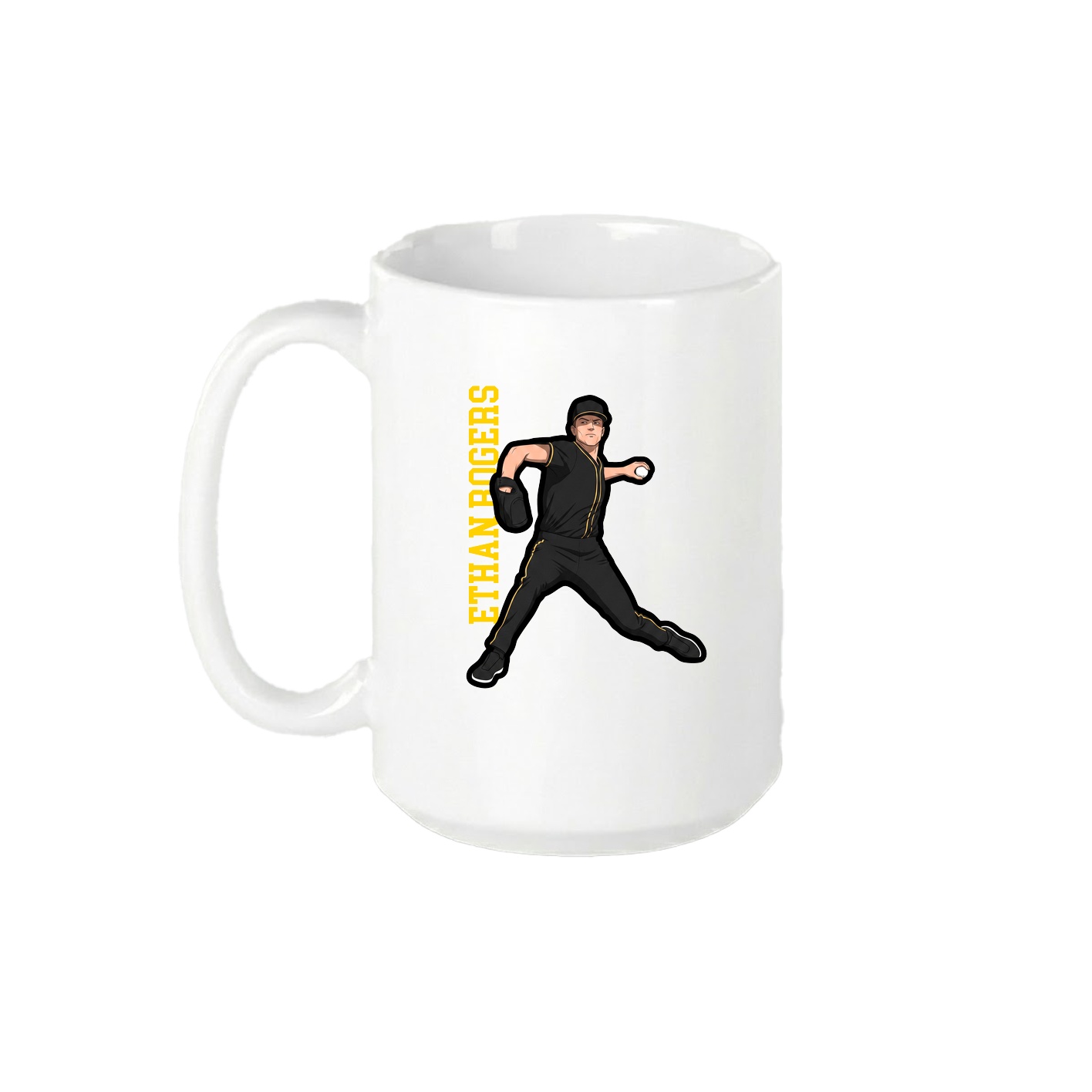 15oz Coffee Mug — Name Vertical in White