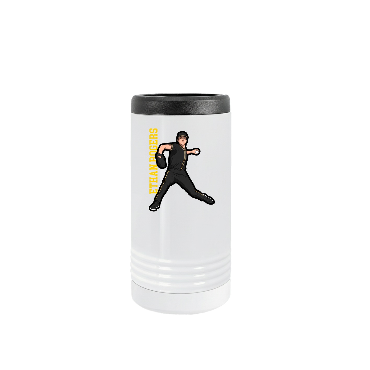 Slim Beverage Holder — Name Vertical in White