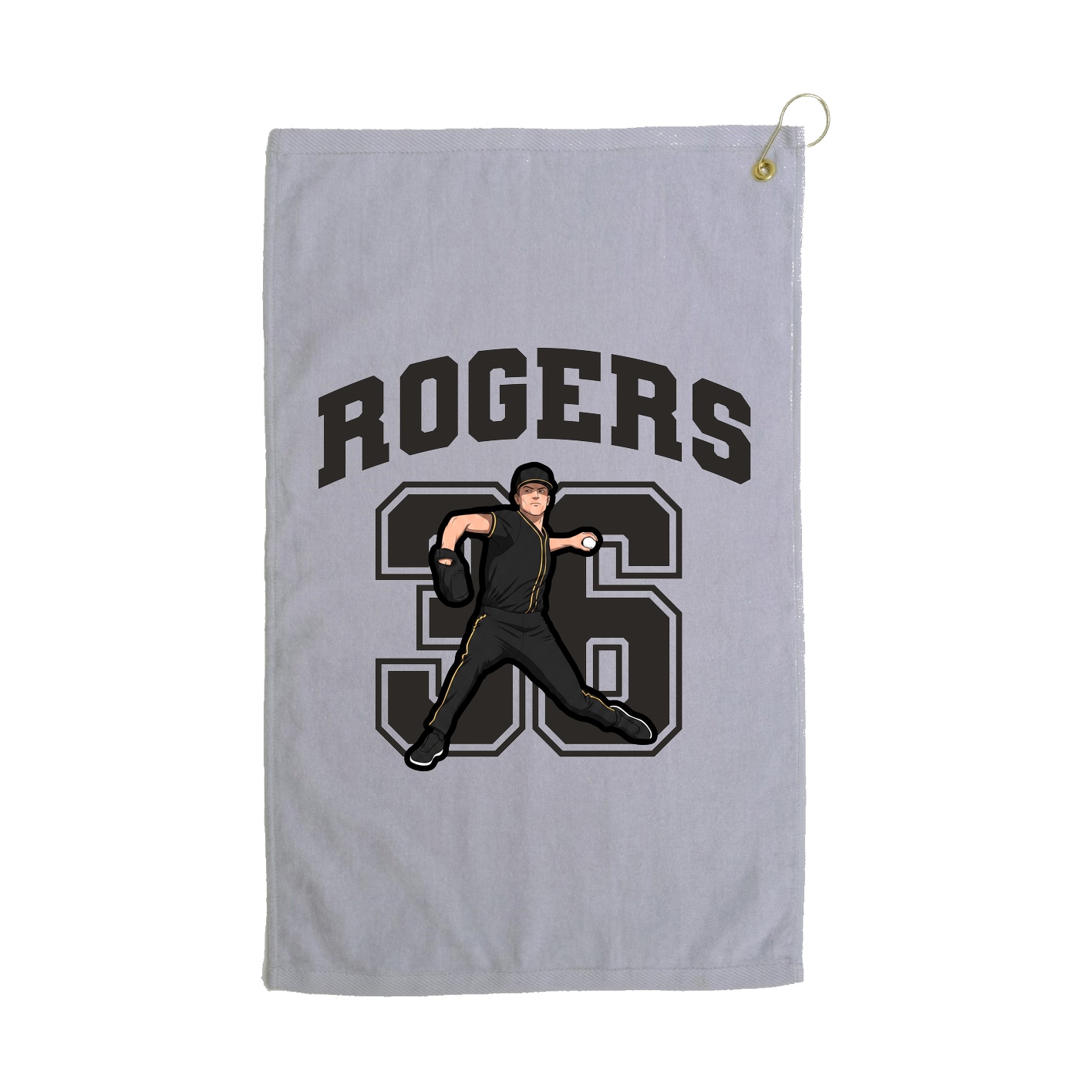 Golf Towel — Number in Grey
