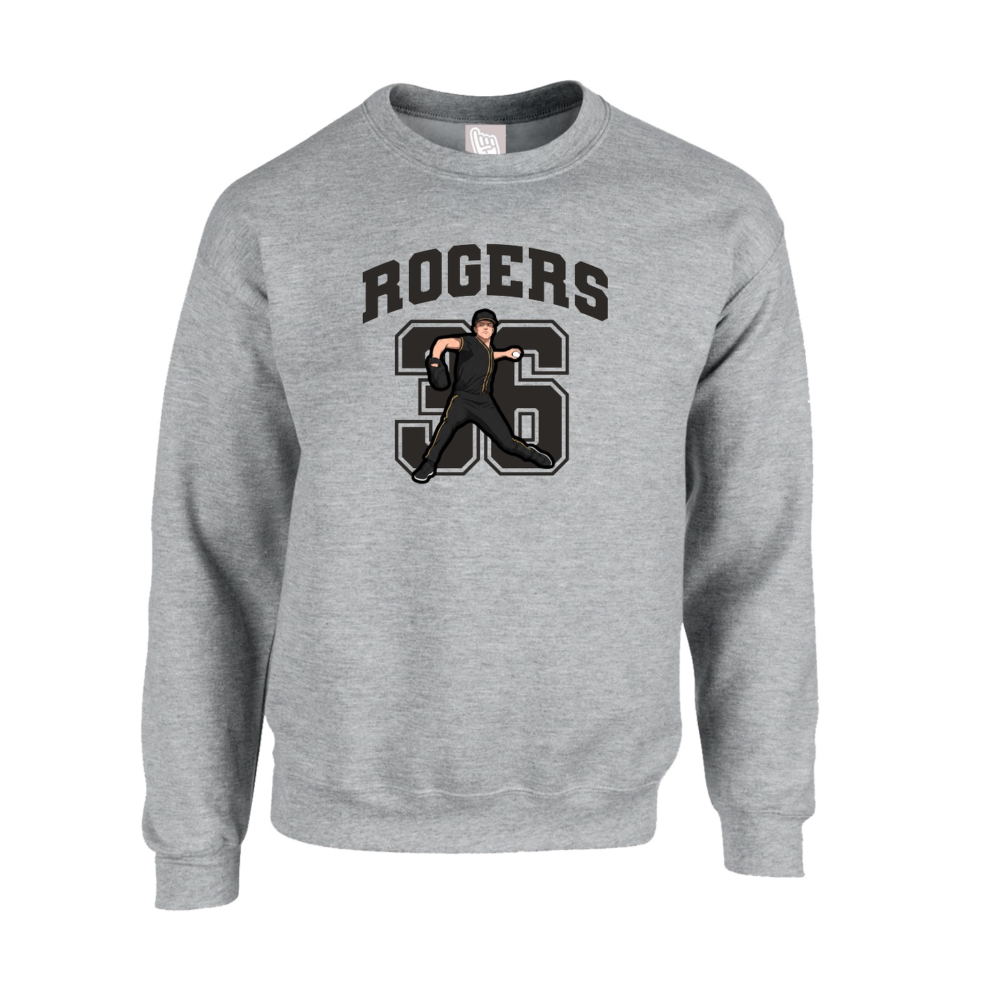 Fleece Crew — Number in Grey