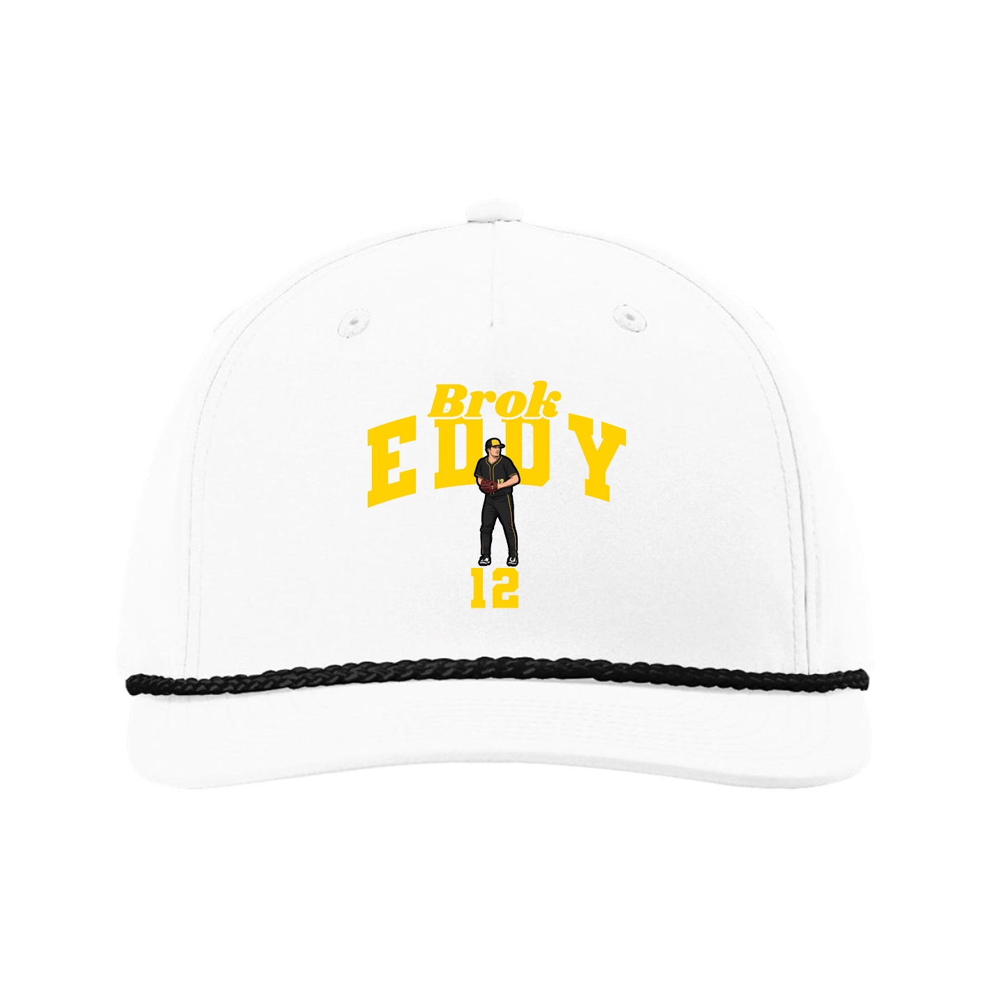 Five-Panel Classic Rope Cap — Signature Arch in White