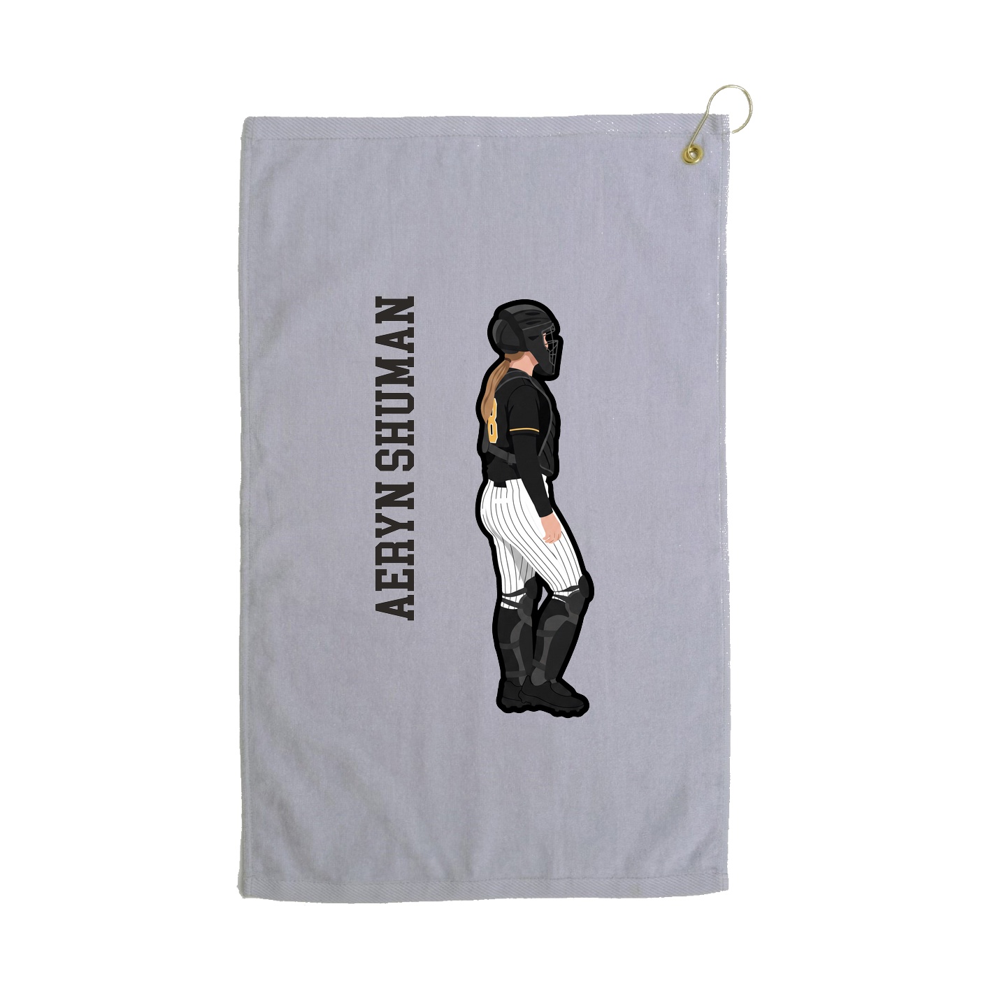 Golf Towel — Name Vertical in Grey