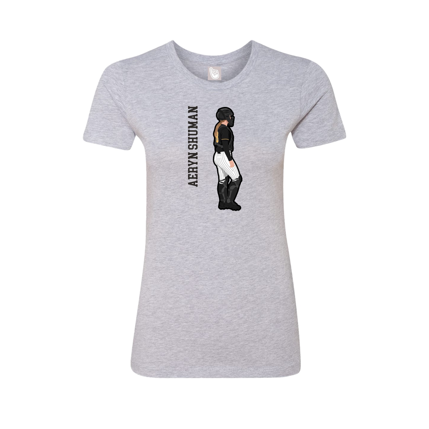 Fitted Women's Tee — Name Vertical in Grey