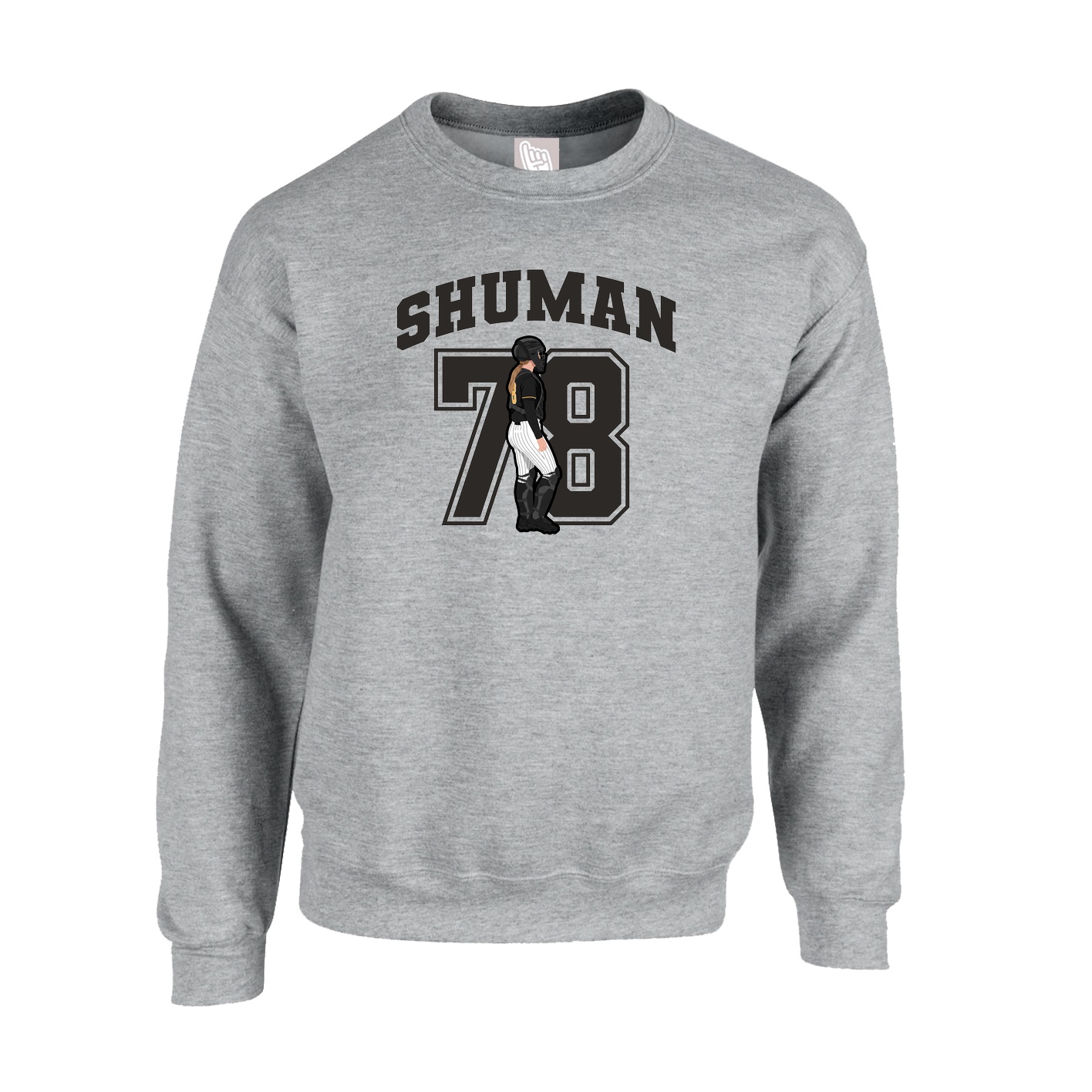 Fleece Crew — Number in Grey