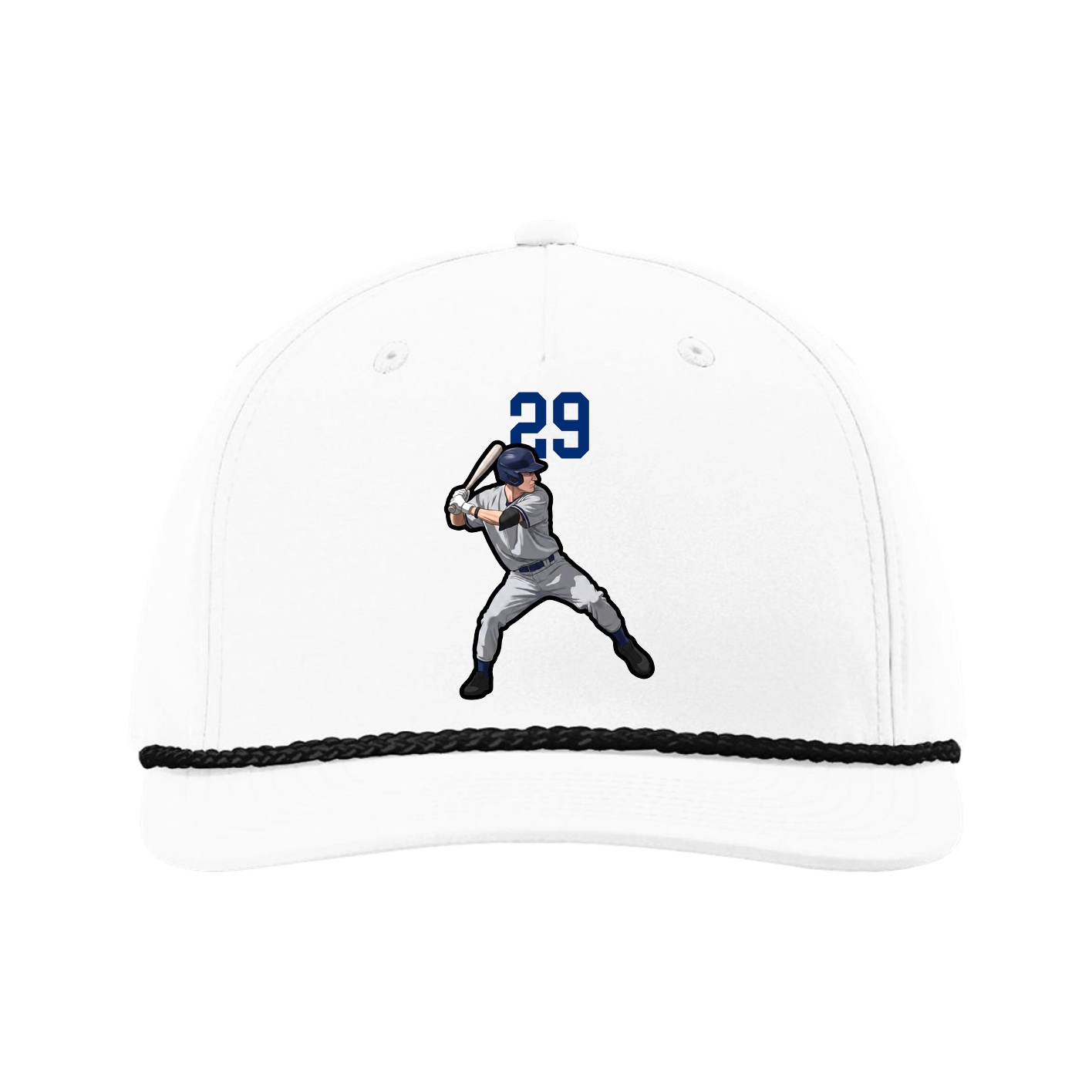Five-Panel Classic Rope Cap — Number Top in White