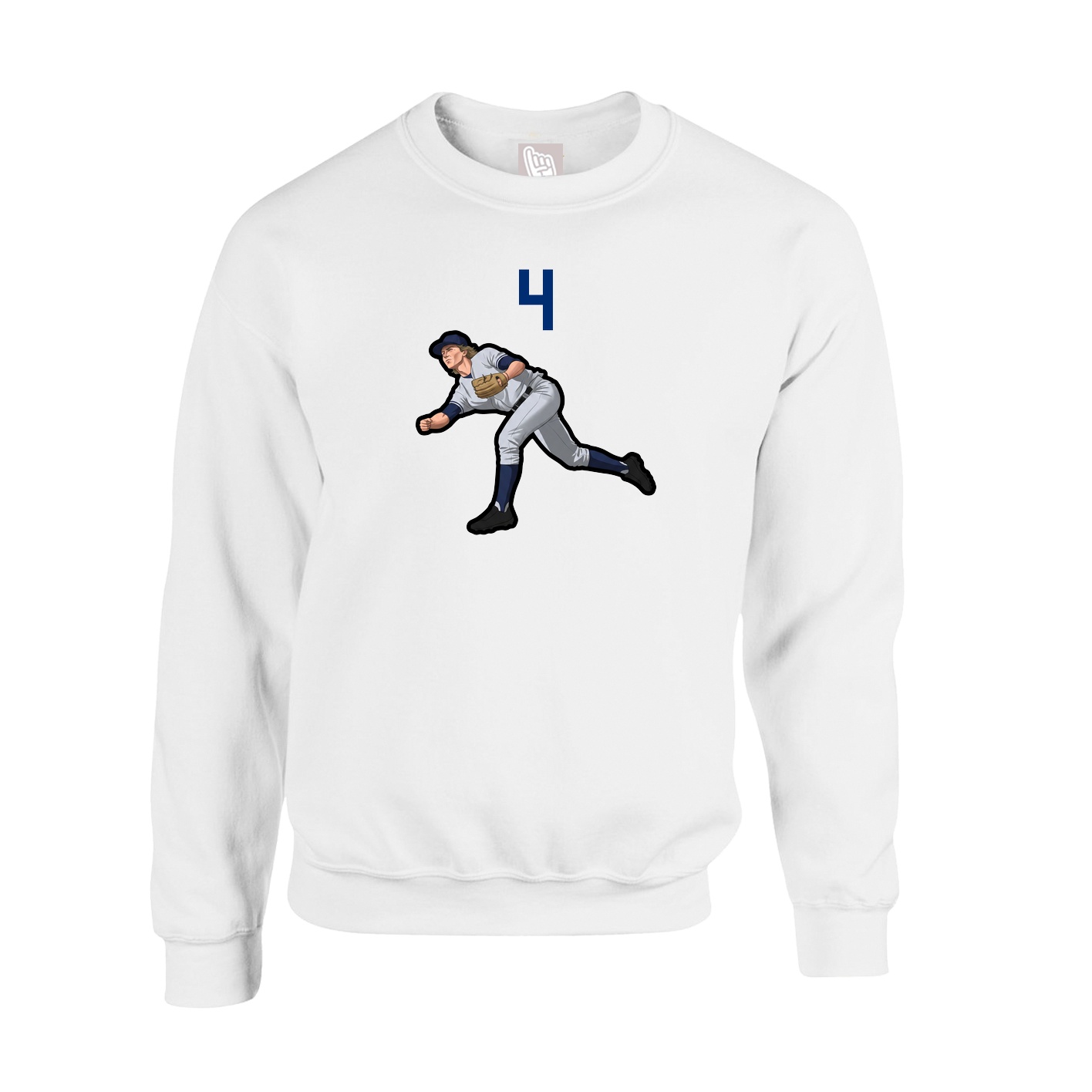 Fleece Crew — Number Top in White