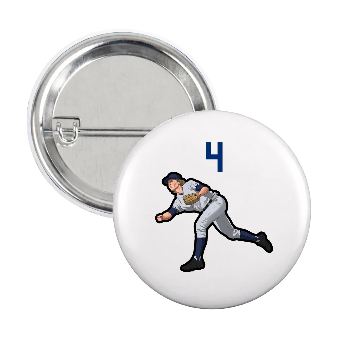 Game Day Button — Number Top in White