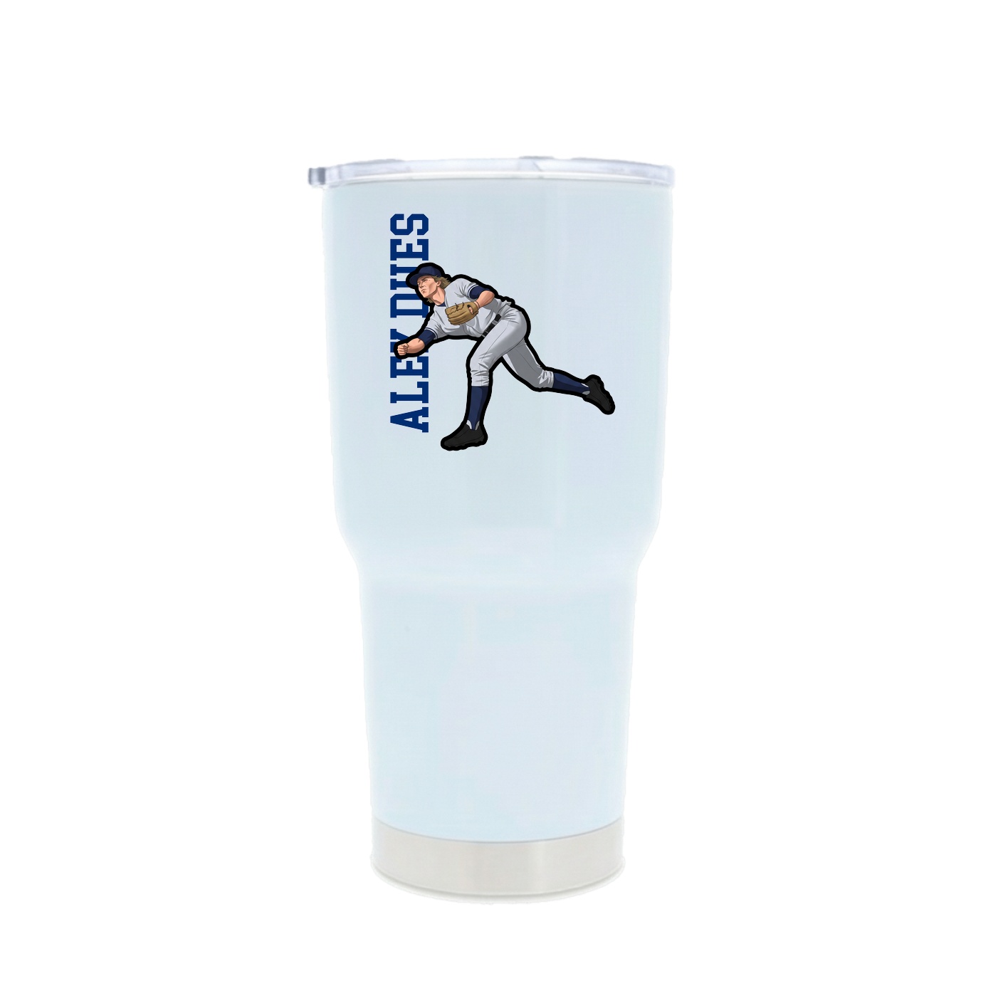 30oz Stainless Steel Tumbler — Name Vertical in White
