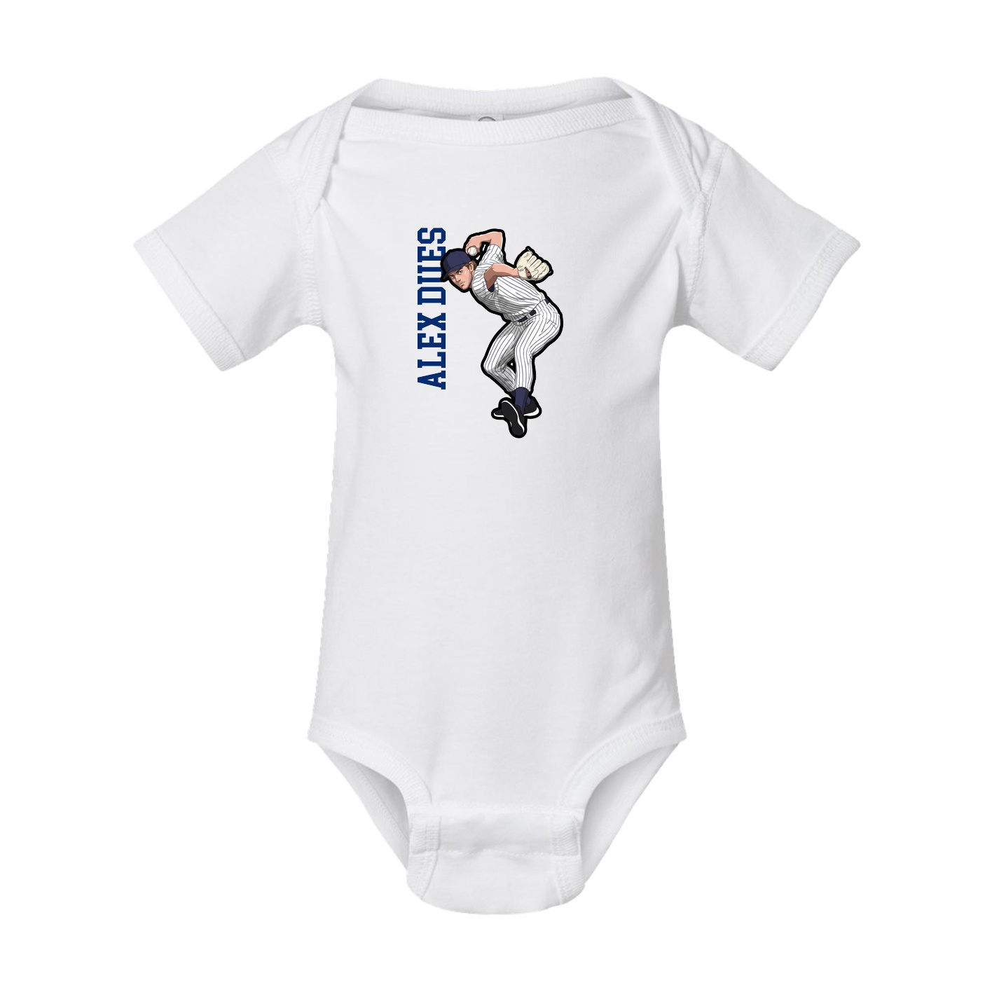 Baby Onesie — Name Vertical in White