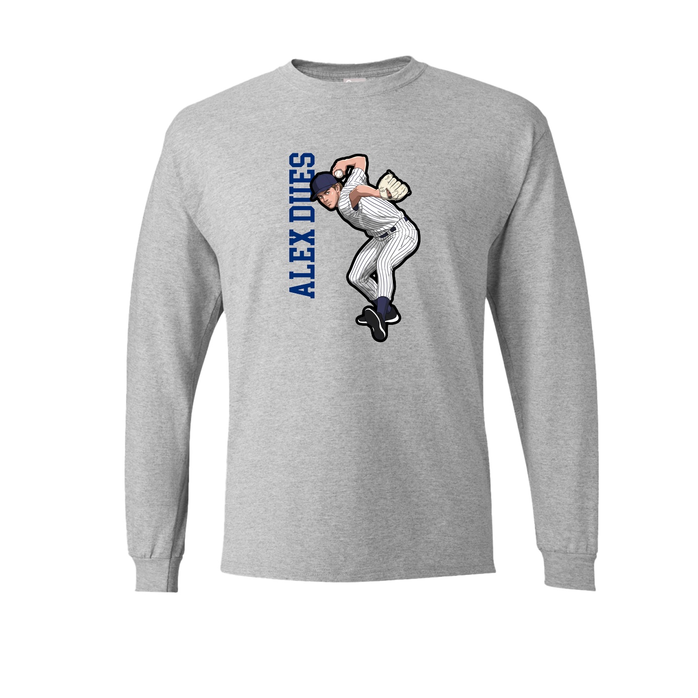 Long Sleeve Tee — Name Vertical in Grey