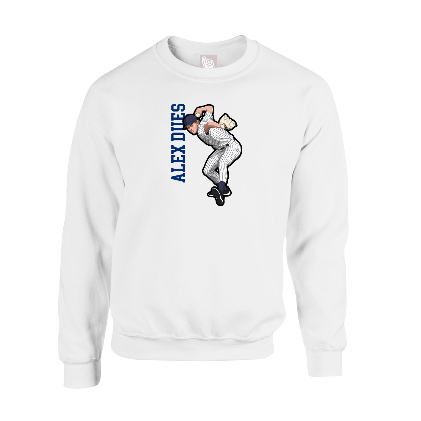 Fleece Crew — Name Vertical in White