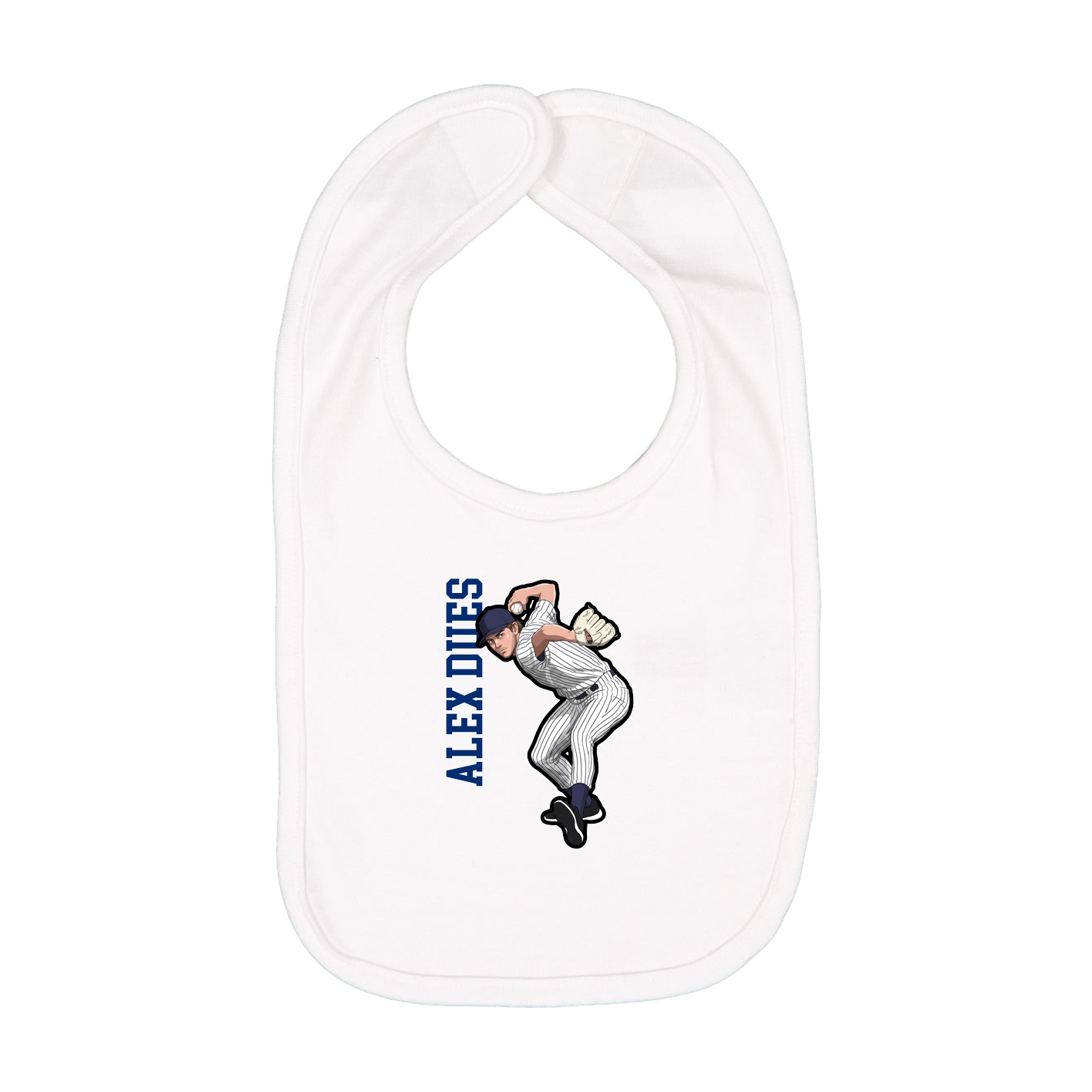 Infant Bib — Name Vertical in White