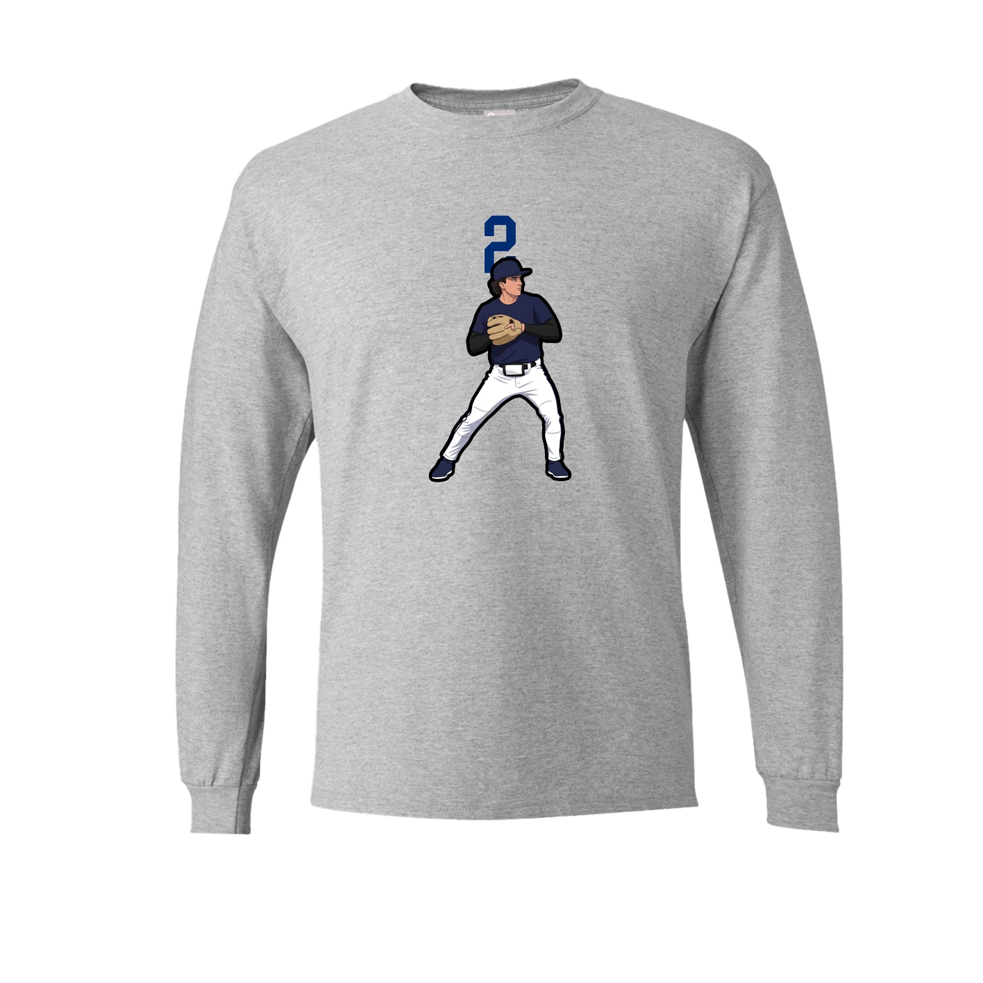 Long Sleeve Tee — Number Top in Grey