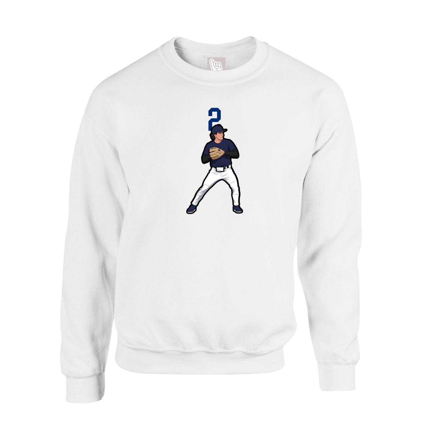 Fleece Crew — Number Top in White