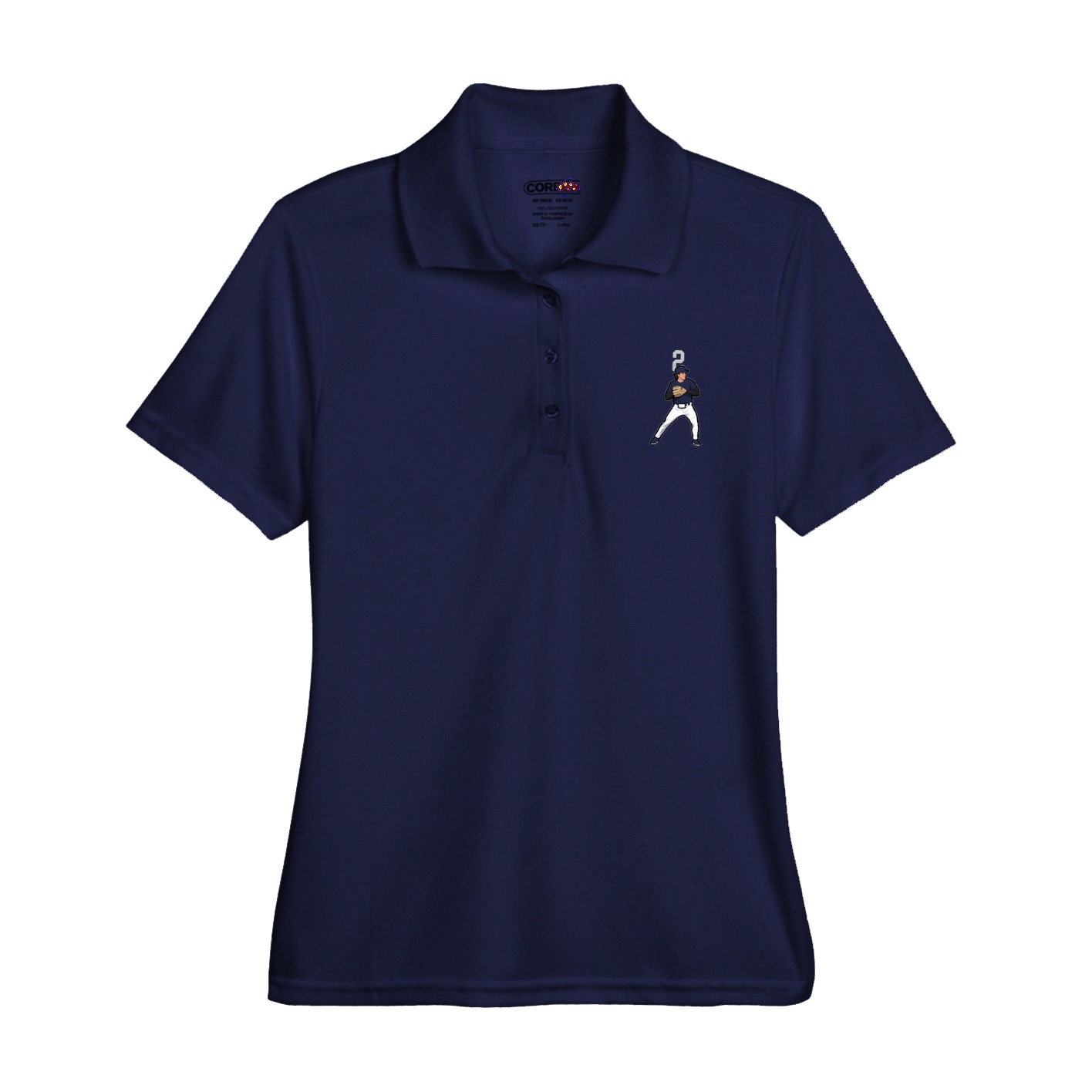 Womens Performance Polo — Number Top in Navy