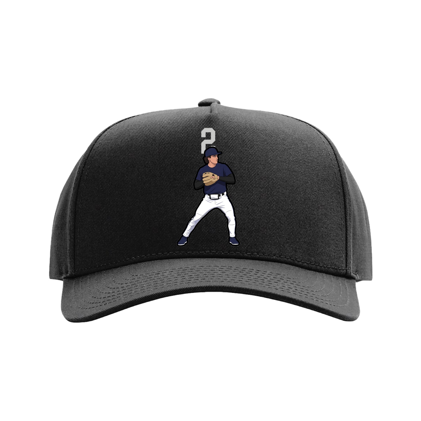 Full Fabric Five-Panel Champ Cap — Number Top in Black
