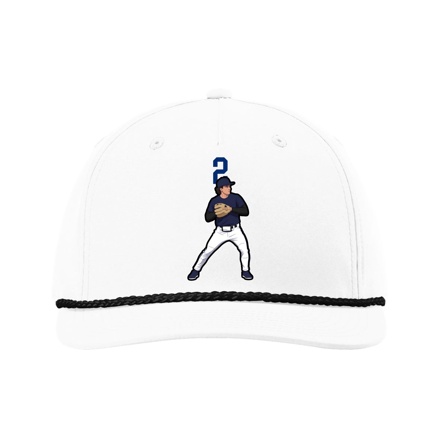 Five-Panel Classic Rope Cap — Number Top in White