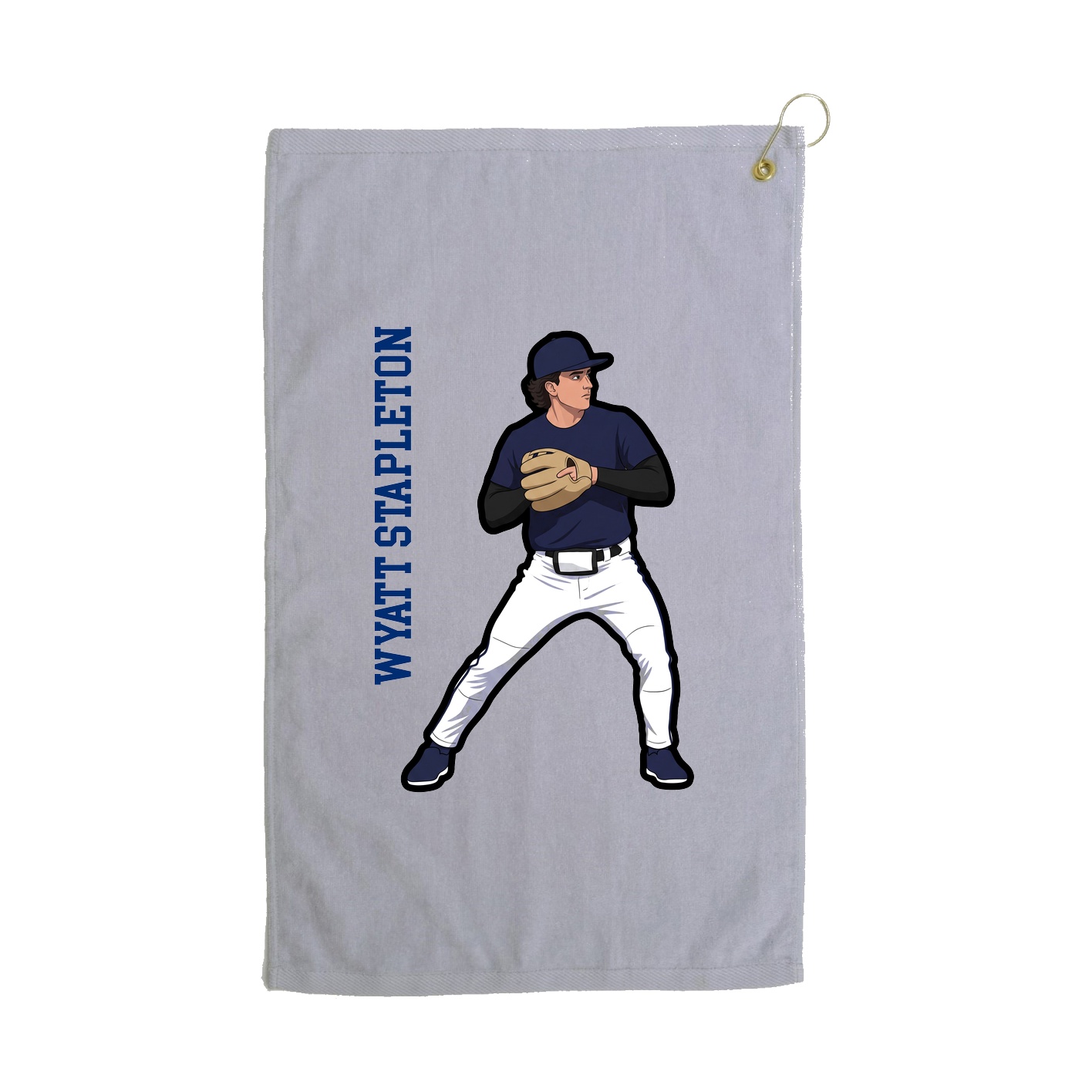 Golf Towel — Name Vertical in Grey