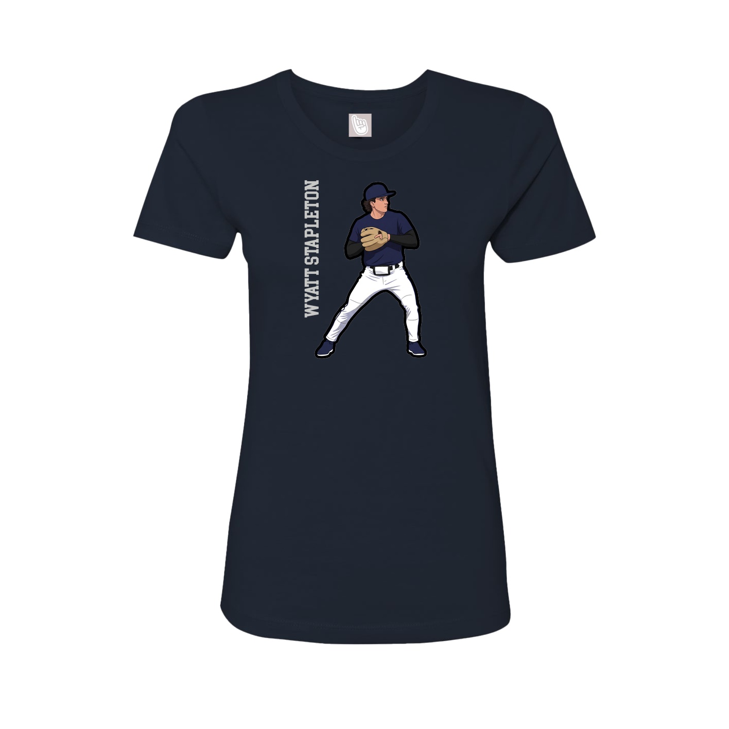 Fitted Women's Tee — Name Vertical in Navy