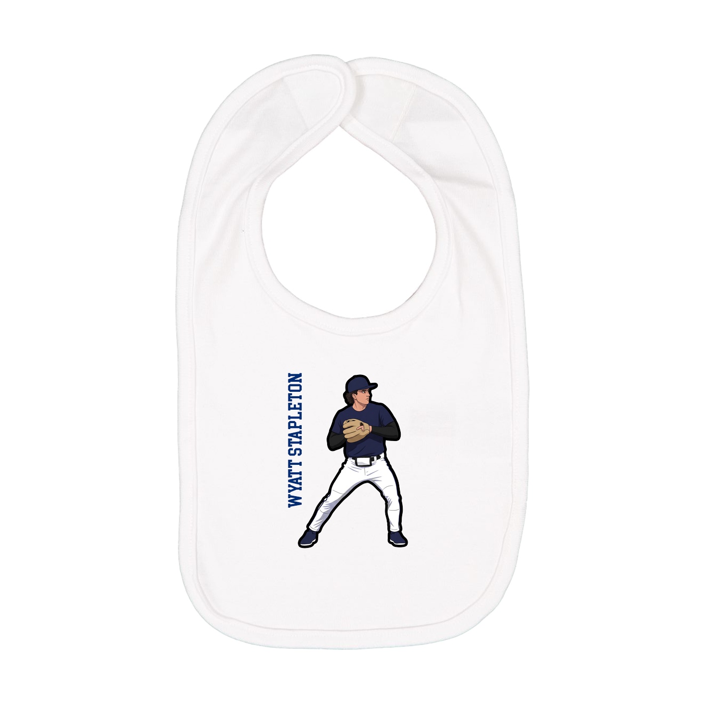 Infant Bib — Name Vertical in White