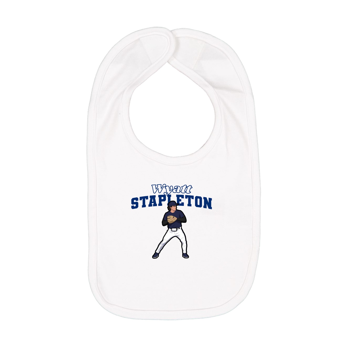 Infant Bib — Name Arch in White