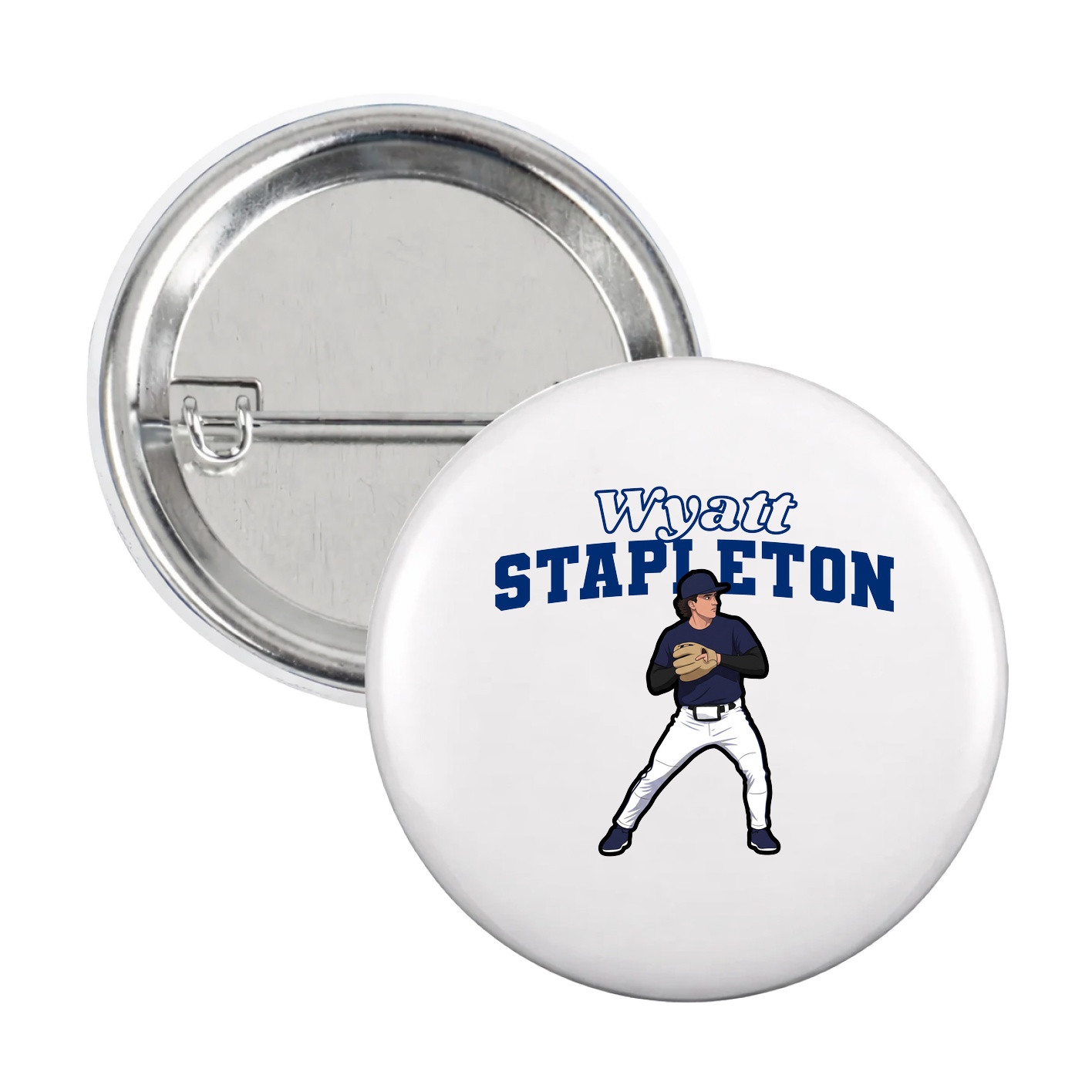 Game Day Button — Name Arch in White